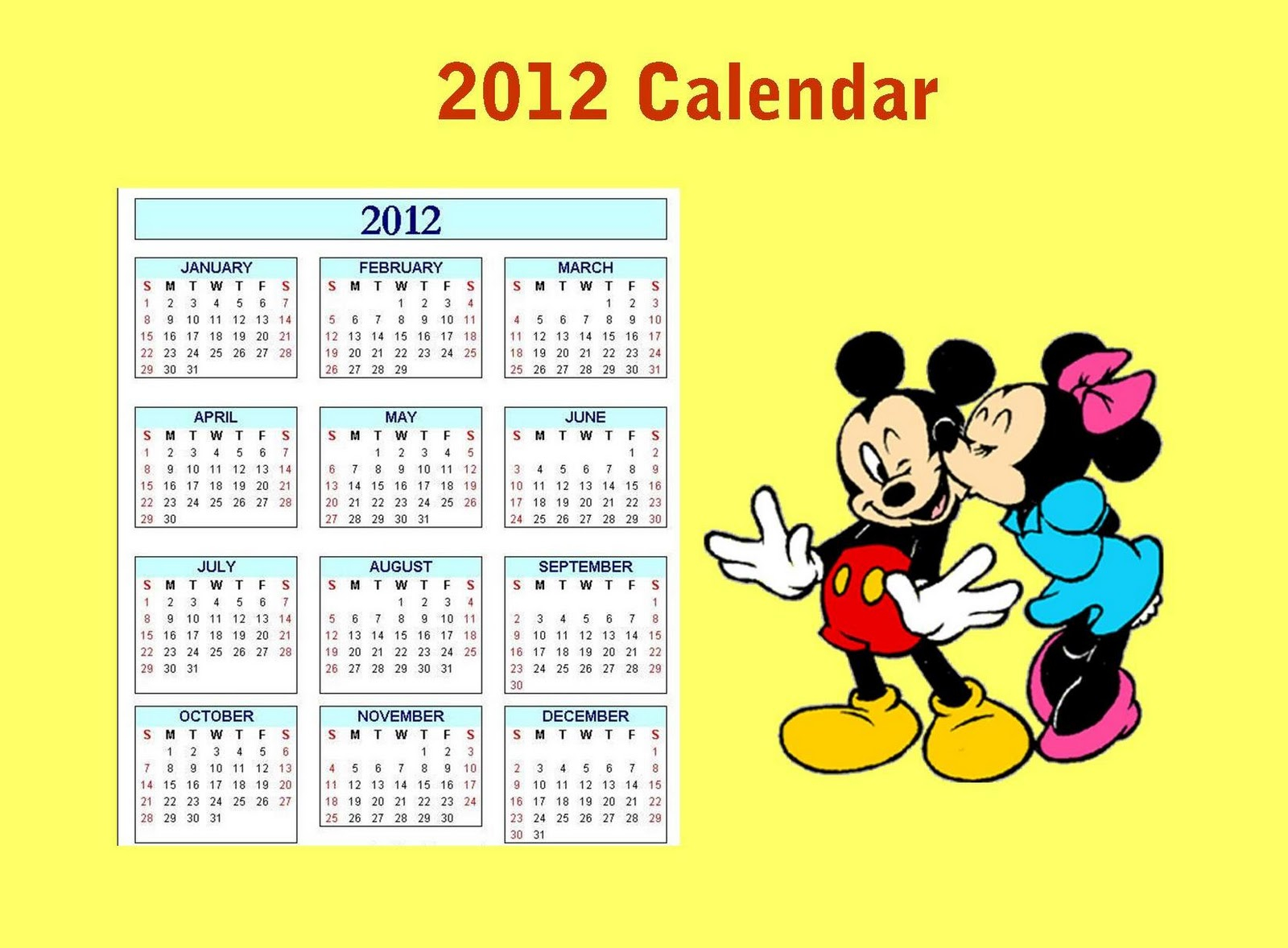 2012 Printable Disney Calendar For Kids: How To Make Your Own for Mickey Mouse Calendar 2024 Printable Free