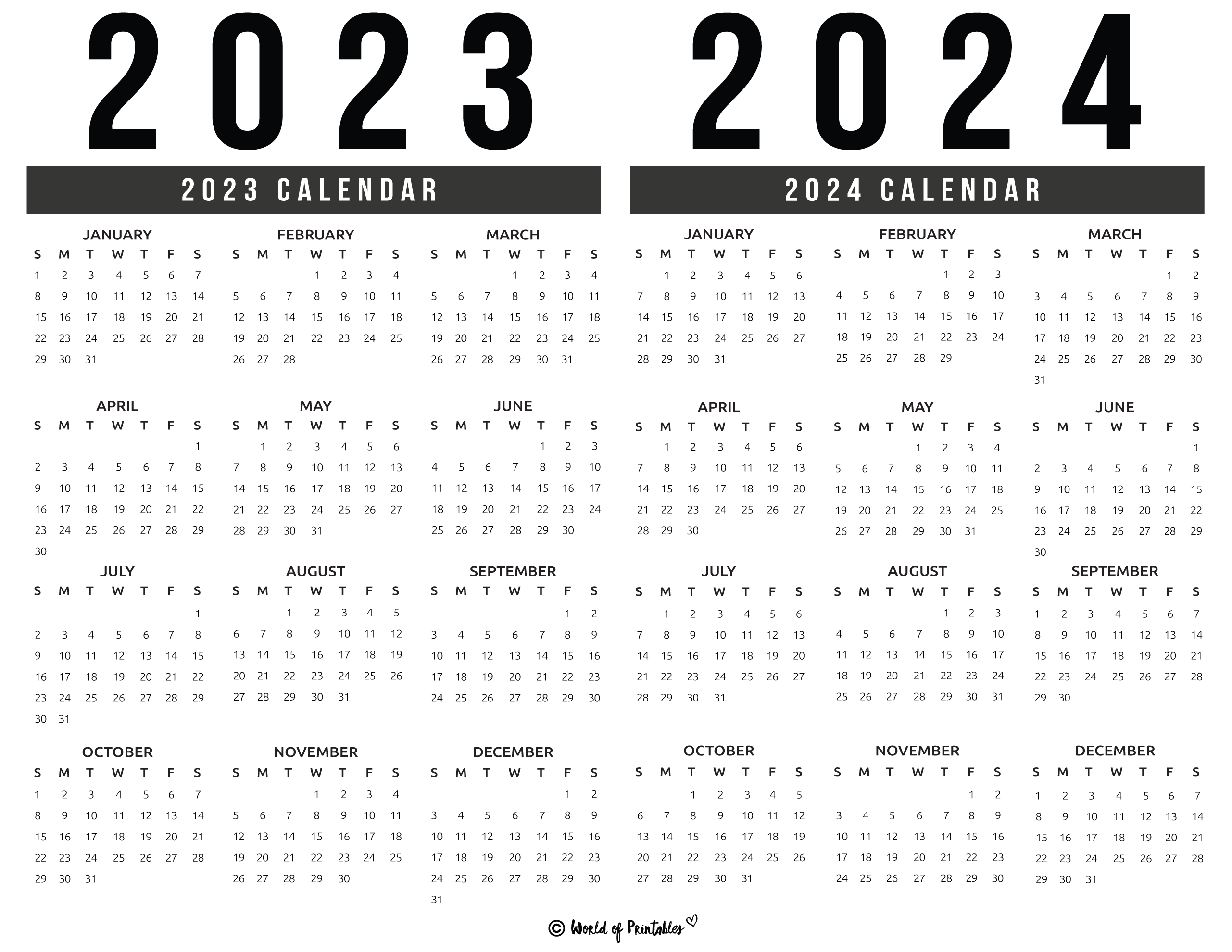 2023 2024 Calendar Free Printables - World Of Printables for 2023-2024 Calendar Printable