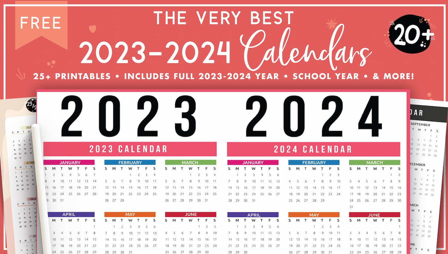2023 2024 Calendar Free Printables - World Of Printables for Printable Calendar 2024 Homemade Gifts Made Easy