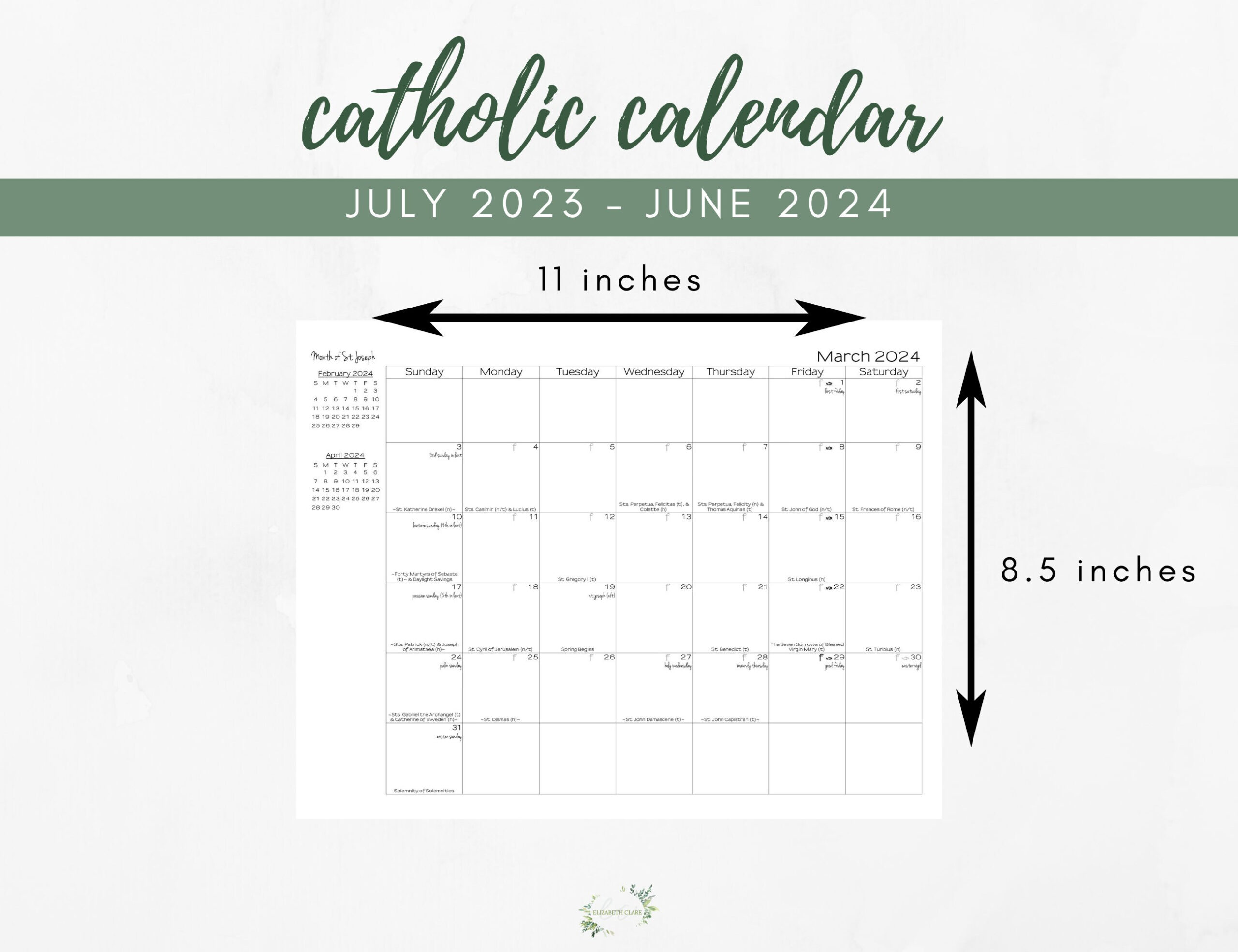 Free Printable Catholic Calendar 2024 Printable Calendar 2024