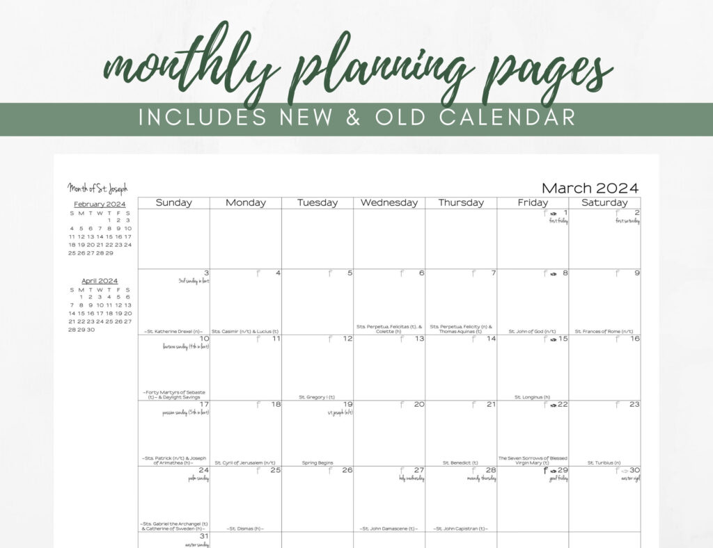 Free Printable Catholic Calendar 2024 Printable Calendar 2024