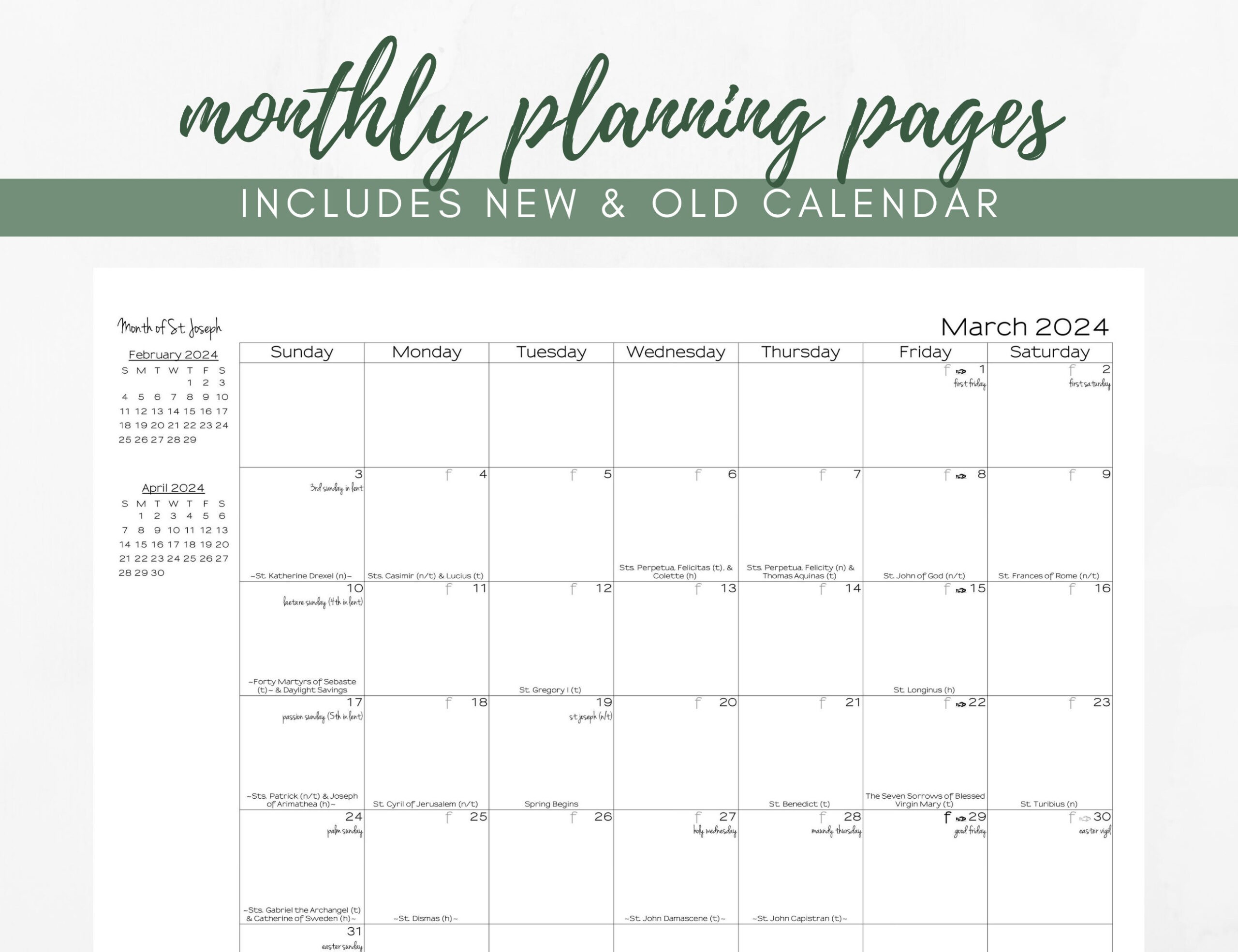 Free Printable Catholic Calendar 2024 Printable Calendar 2024