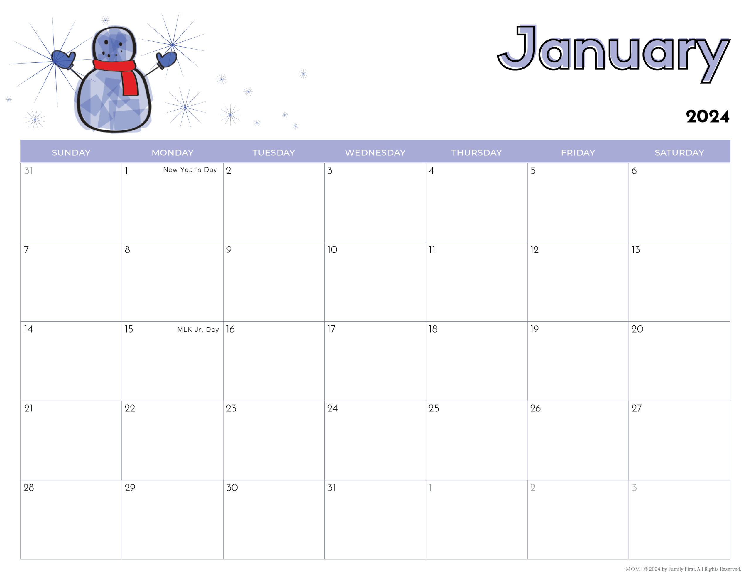 Free Printable Kids Calendar 2024 Printable Calendar 2024