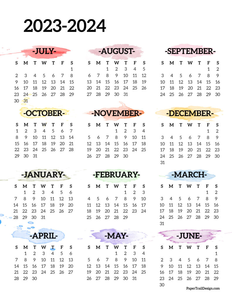 Printable Summer Calendar 2024 - 2023 2024 School Year Calendar Free Printable Paper Trail Design For Printable Summer Calendar 2024 791x1024