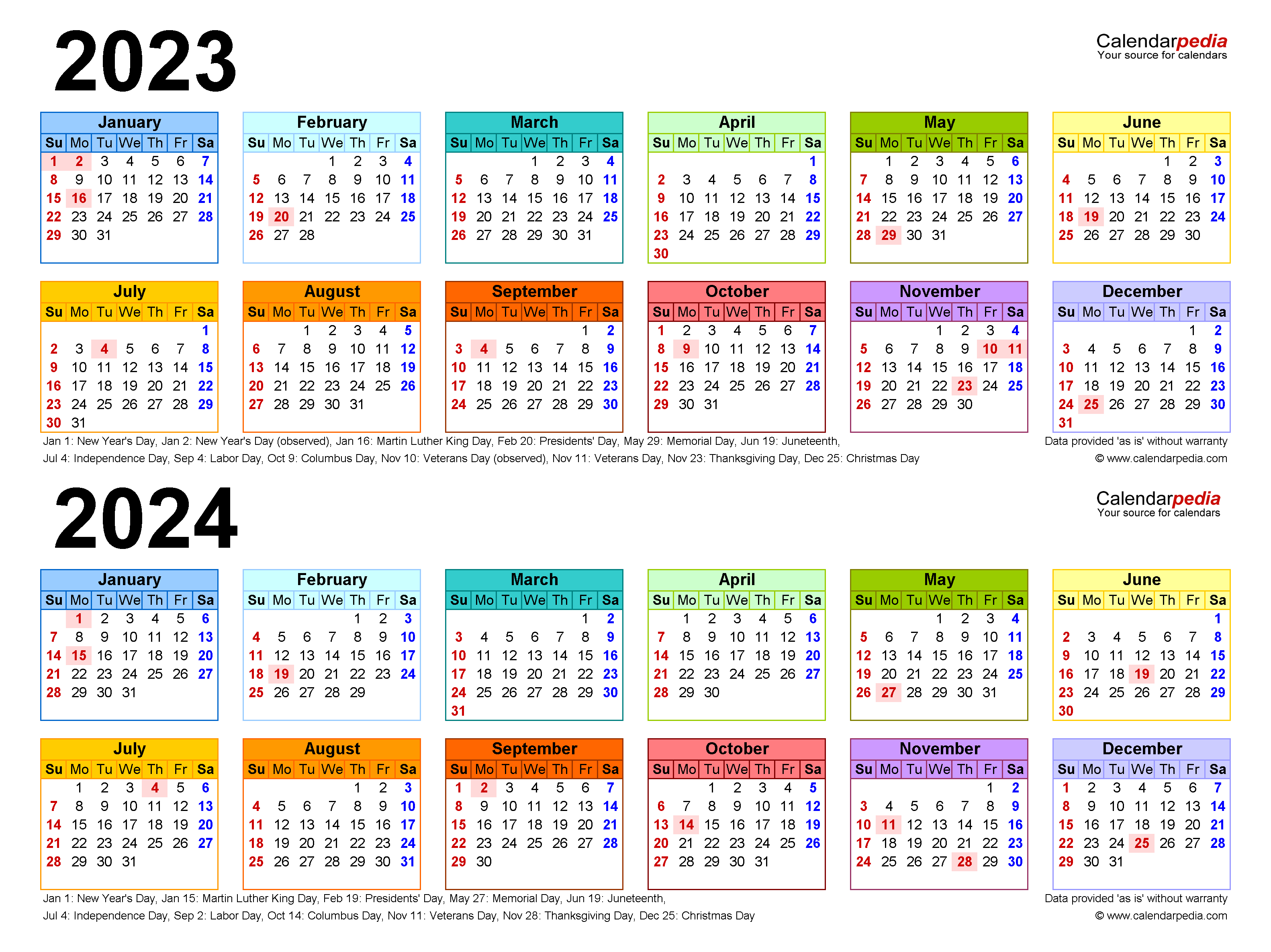 2023-2024 Two Year Calendar - Free Printable Pdf Templates for 2024-24 Calendar Printable