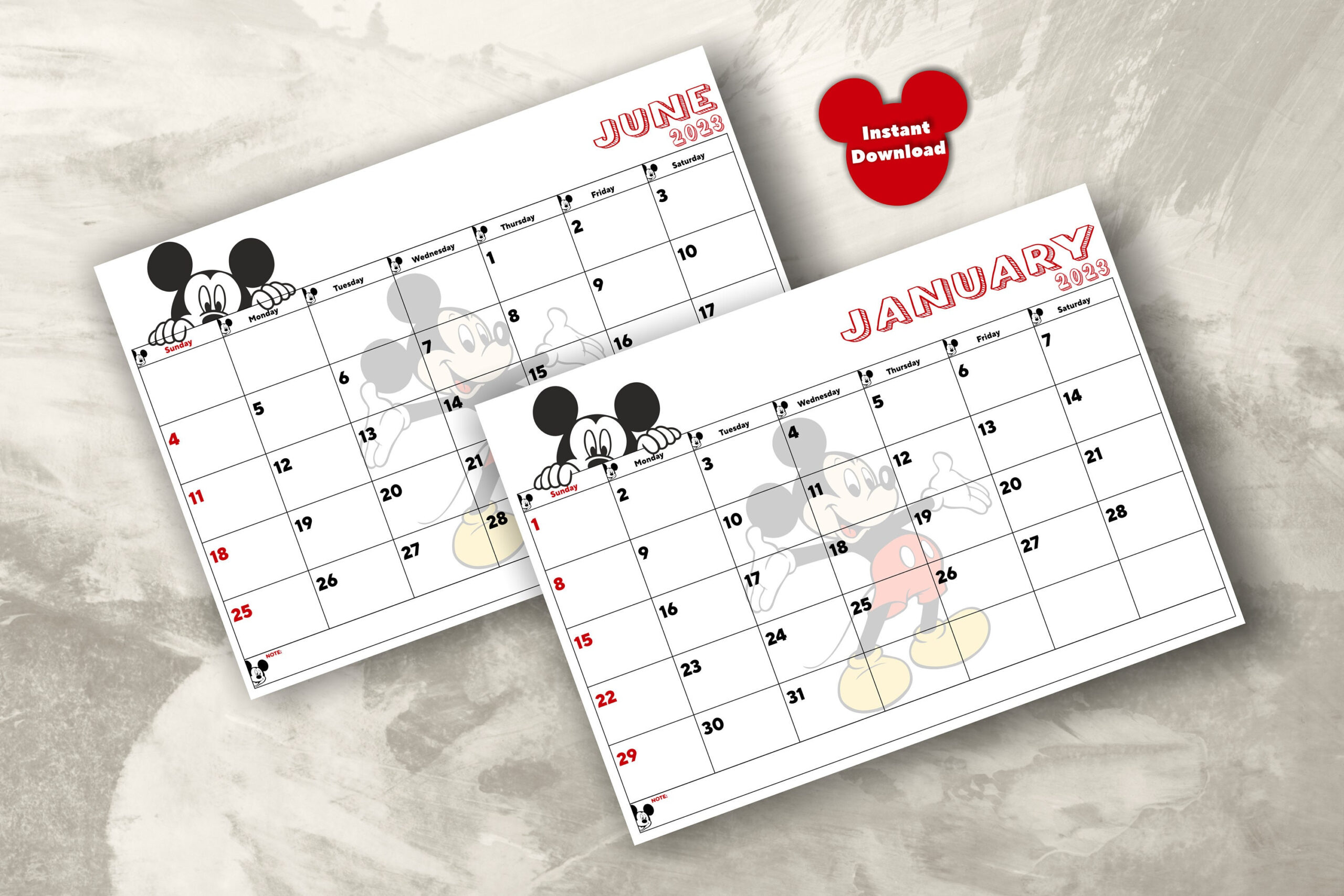 2023 Mickey Mouse Calendar Mickey Mouse Calendar Digital - Etsy for Mickey Mouse Calendar 2024 Printable Free