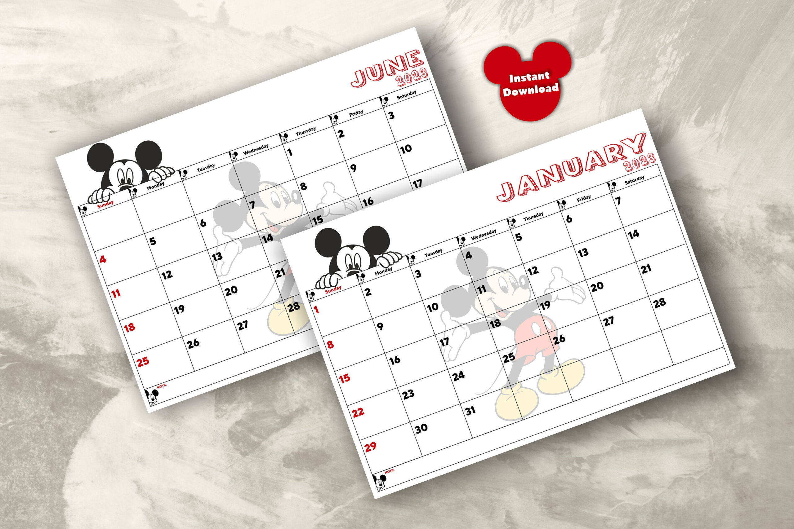 Mickey Mouse Calendar 2024 Printable Free Printable Calendar 2024