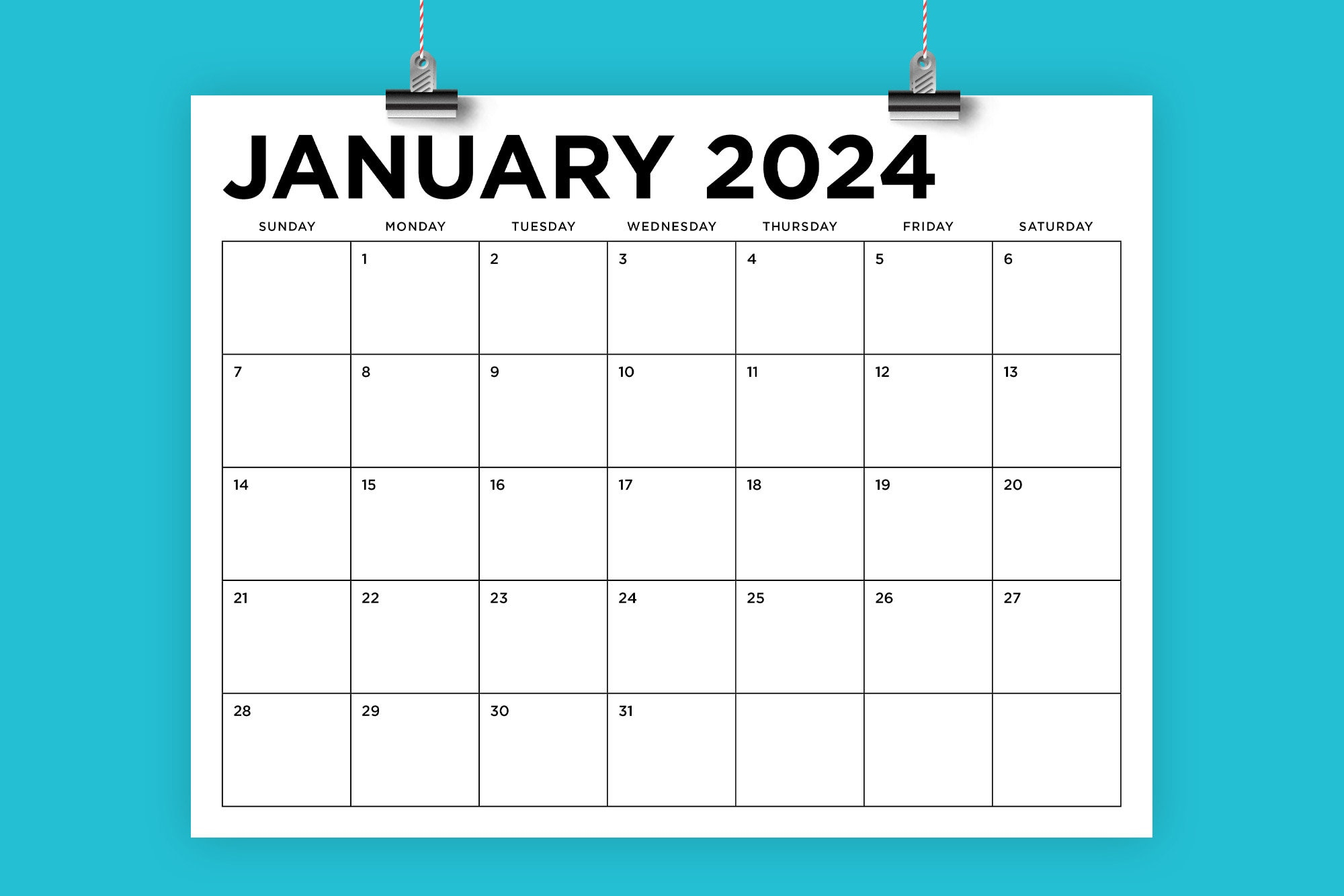 2024 8.5 X 11 Inch Calendar Template Instant Download - Etsy Israel for 2024 Calendar 8.5 X 11 Printable