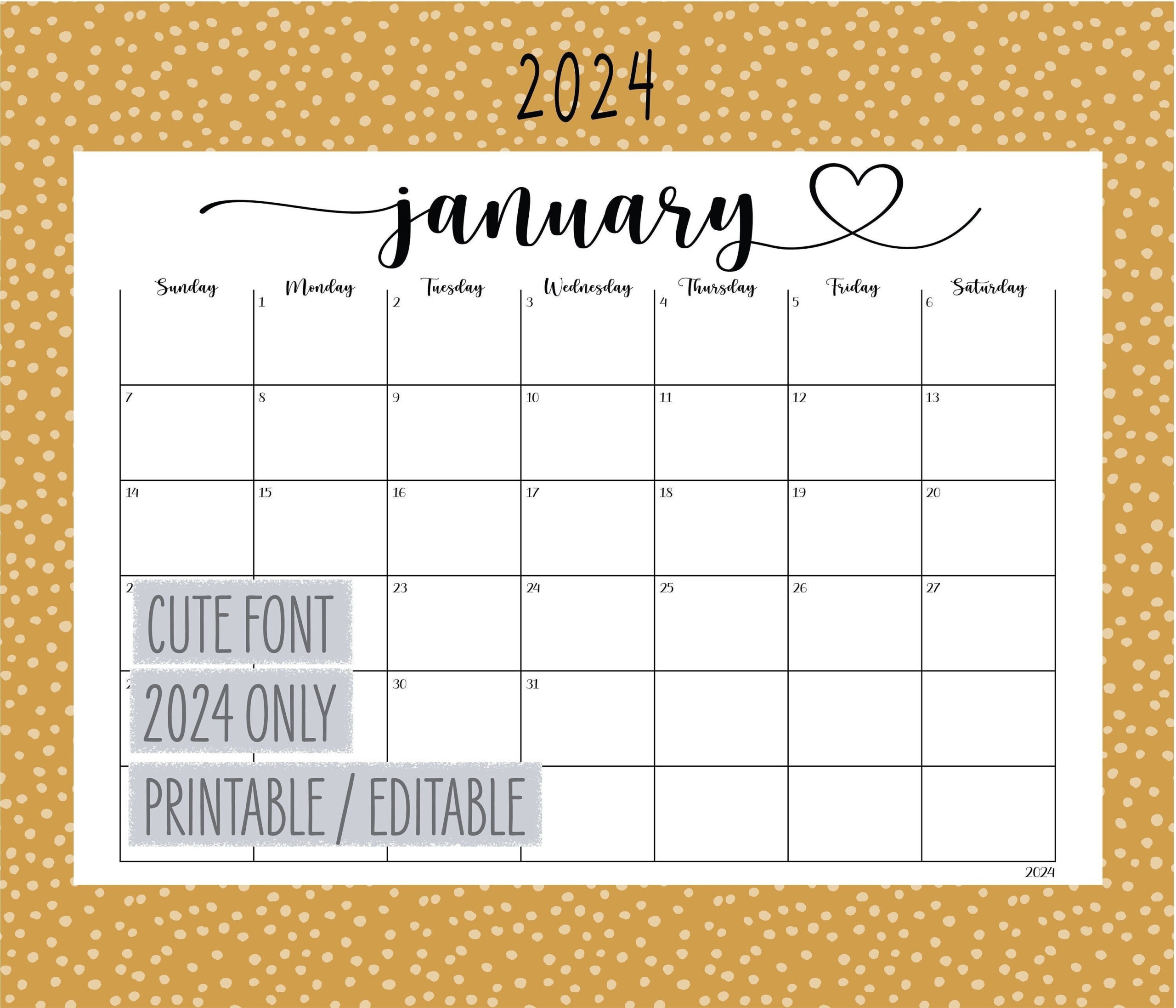 2024 Calendar Fillable Calendar Editable Calendar Printable - Etsy Uk for 2024 Fillable Printable Calendar