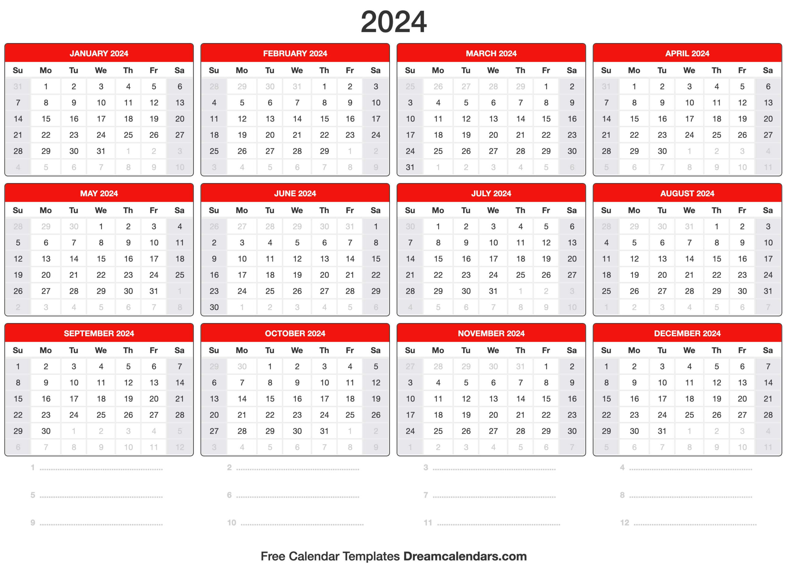 2024 Calendar for 2024-2024 Calendar Printable