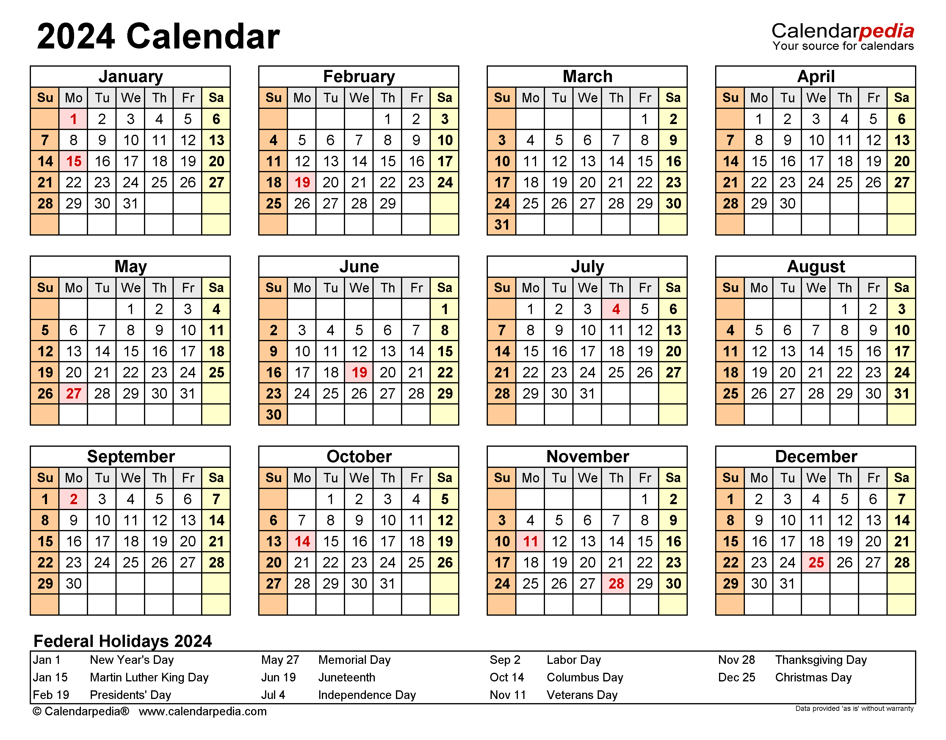 2024 Calendar - Free Printable Excel Templates - Calendarpedia for 2024 Calendar Printable Excel