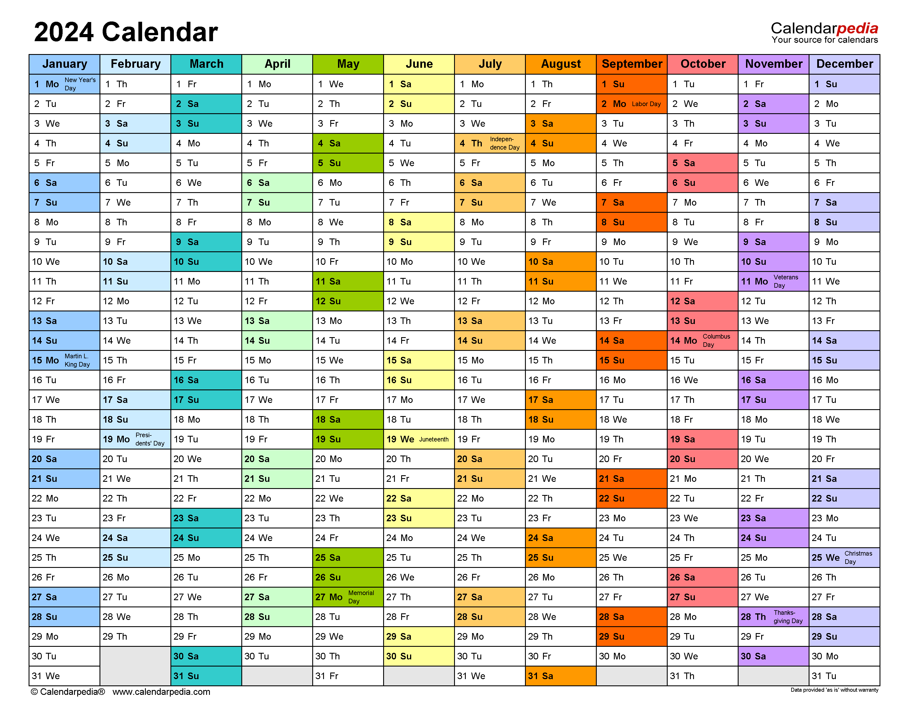 2024 Calendar - Free Printable Excel Templates - Calendarpedia for Printable Calendar 2024 Excel