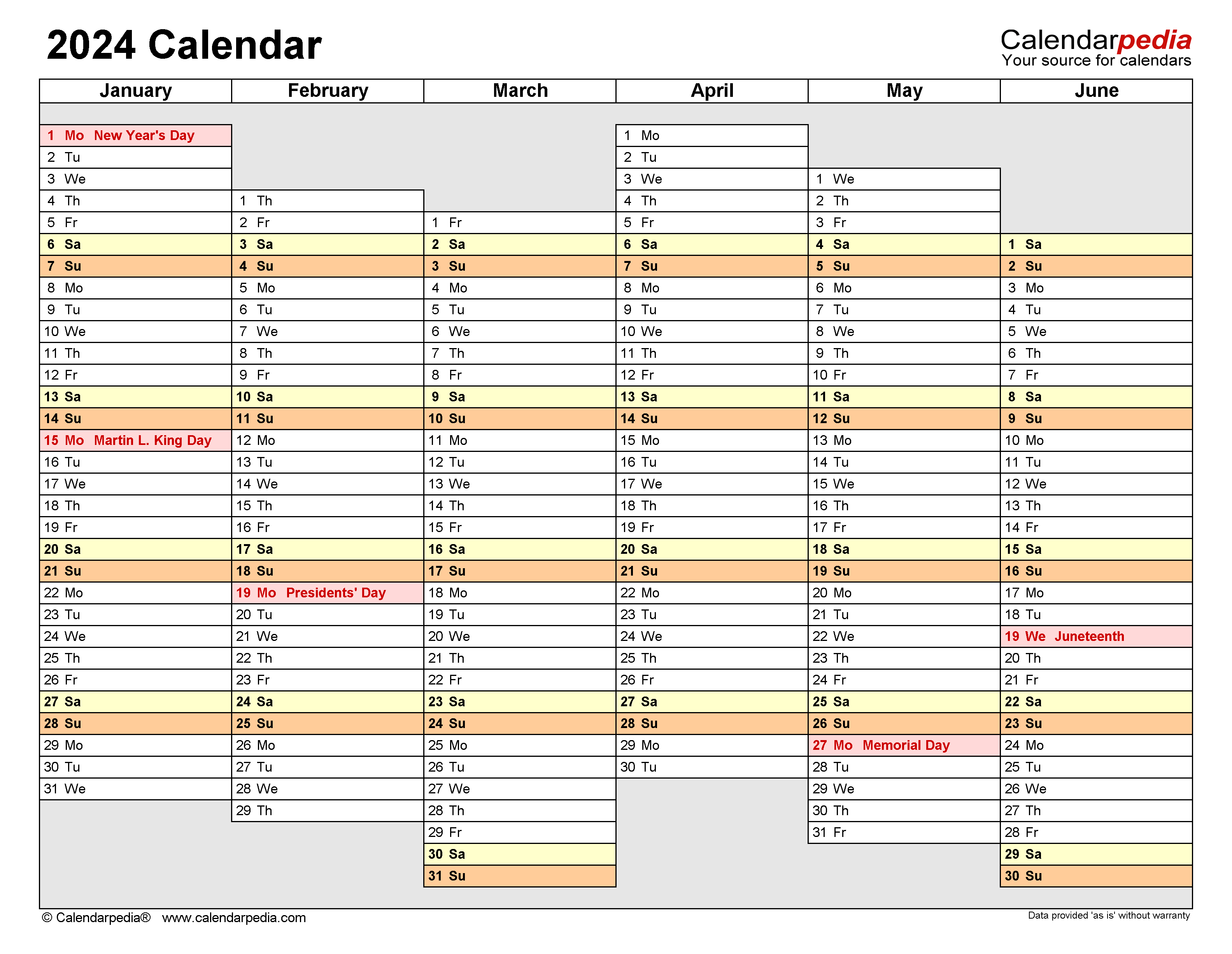 2024 Calendar - Free Printable Pdf Templates - Calendarpedia for 2024 Planner Calendar Printable