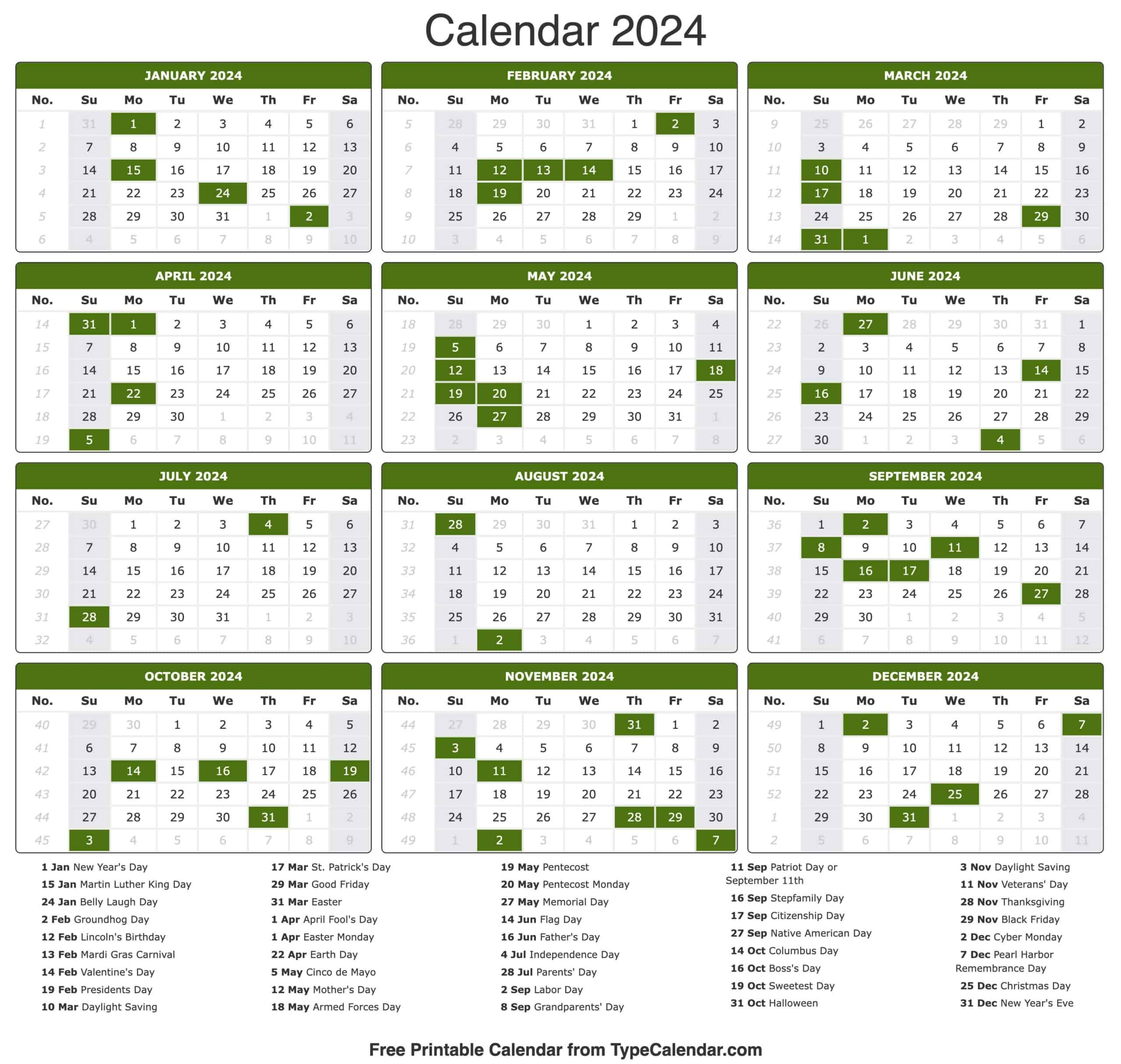 2024 Calendar: Free Printables Calendar 2024 for Free Printable 2024 Calendar Template