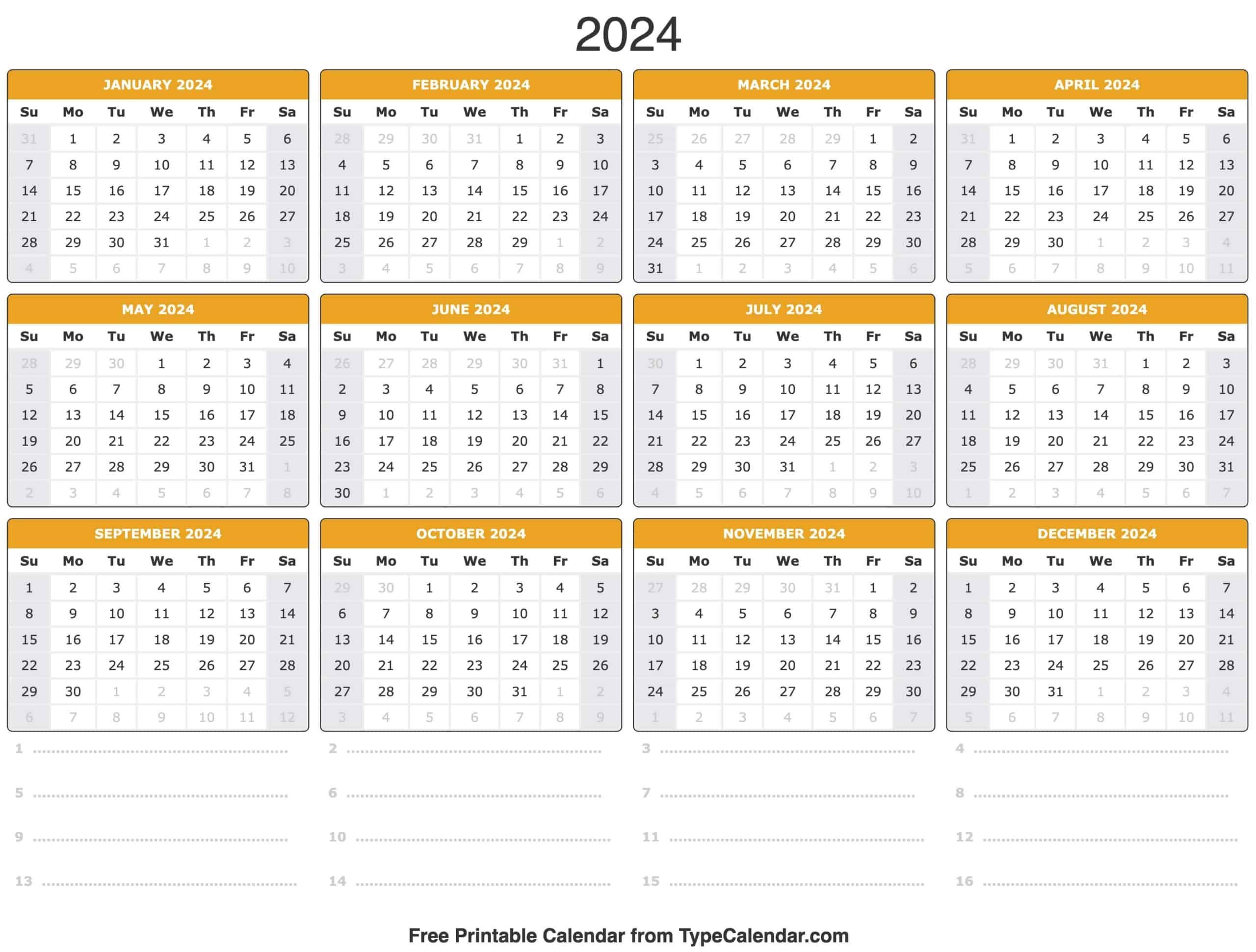 2024 Calendar: Free Printables Calendar 2024 for Free Printable Bill Calendar 2024