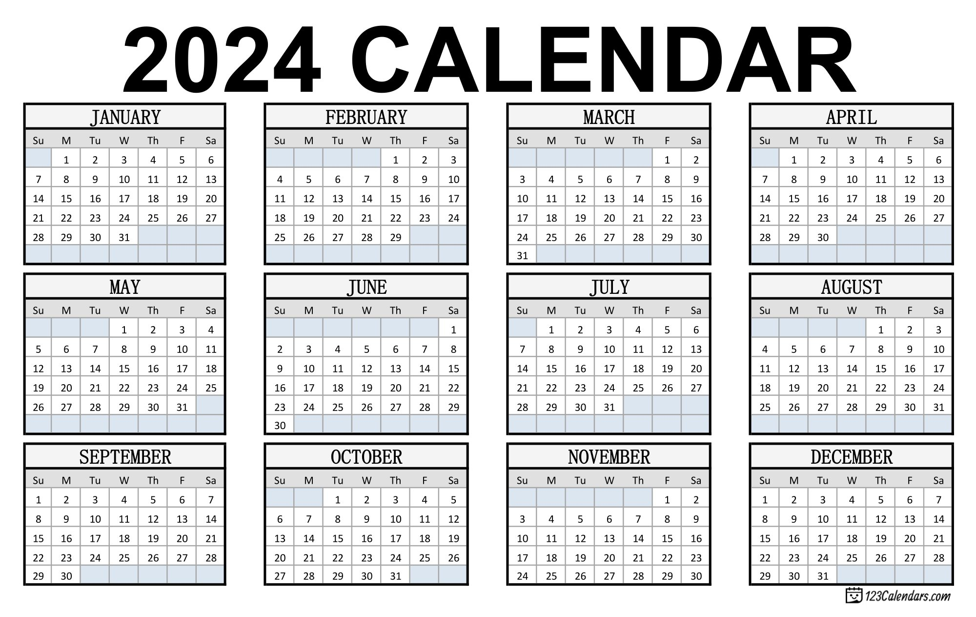 2024 Calendar | Monthly &amp; Yearly Printable Calendars for 2024 2024 Calendar Printable