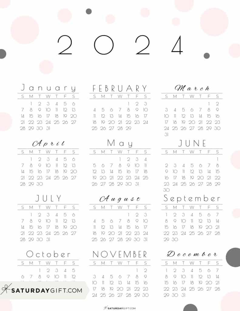 2024 Calendar Printable - Cute &amp; Free 2024 Yearly Calendar Templates for 2024 Calendar Printable Cute