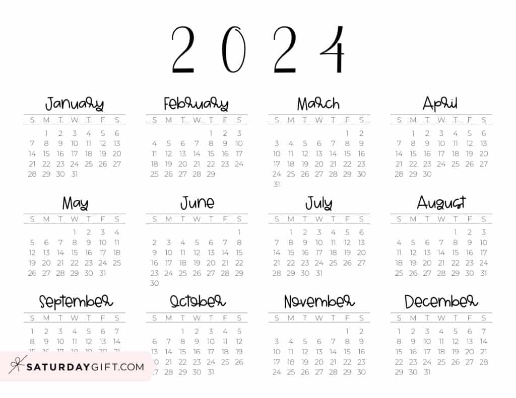 2024 Calendar Printable - Cute &amp;amp; Free 2024 Yearly Calendar Templates for 2024 Calendar Printable Small