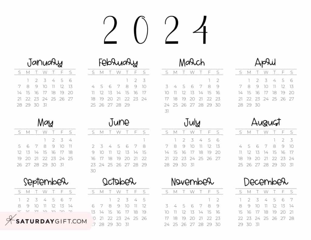 2024 Calendar Printable - Cute &amp;amp; Free 2024 Yearly Calendar Templates for 2024 Free Printable Calendar Cute