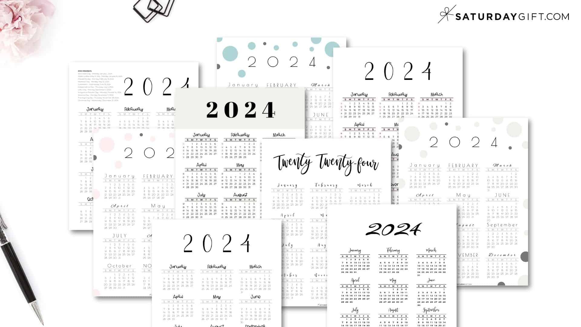 2024 Calendar Printable - Cute &amp;amp; Free 2024 Yearly Calendar Templates for 2024 Mini Calendar Printable Free