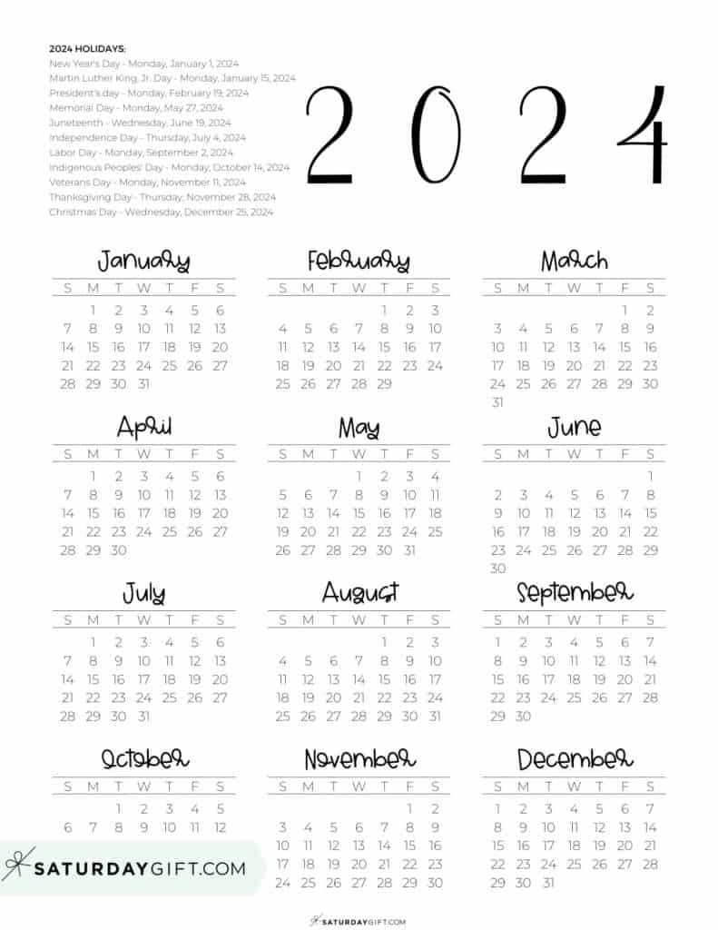 2024 Calendar Printable - Cute &amp;amp; Free 2024 Yearly Calendar Templates for 2024 Small Calendar Printable
