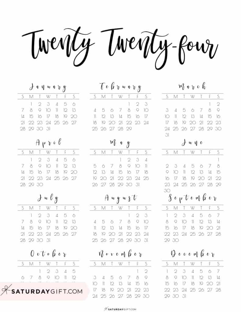 2024 Calendar Printable - Cute &amp;amp; Free 2024 Yearly Calendar Templates for Cute 2024 Printable Calendar