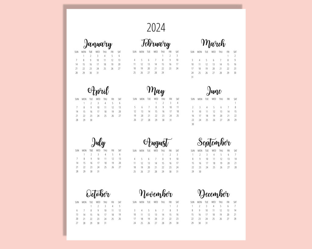 8.5 X 11 Printable Calendar 2024 Printable Calendar 2024