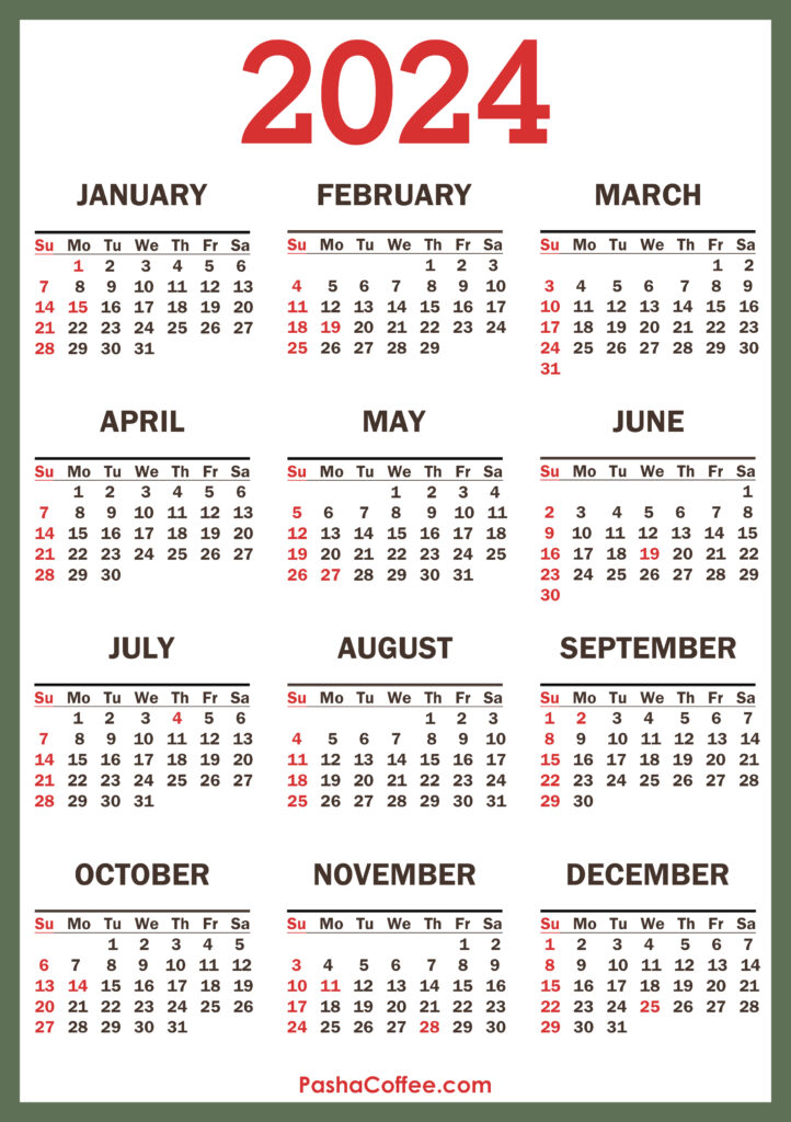 2024 Calendar With Holidays Printable Printable Calendar 2024