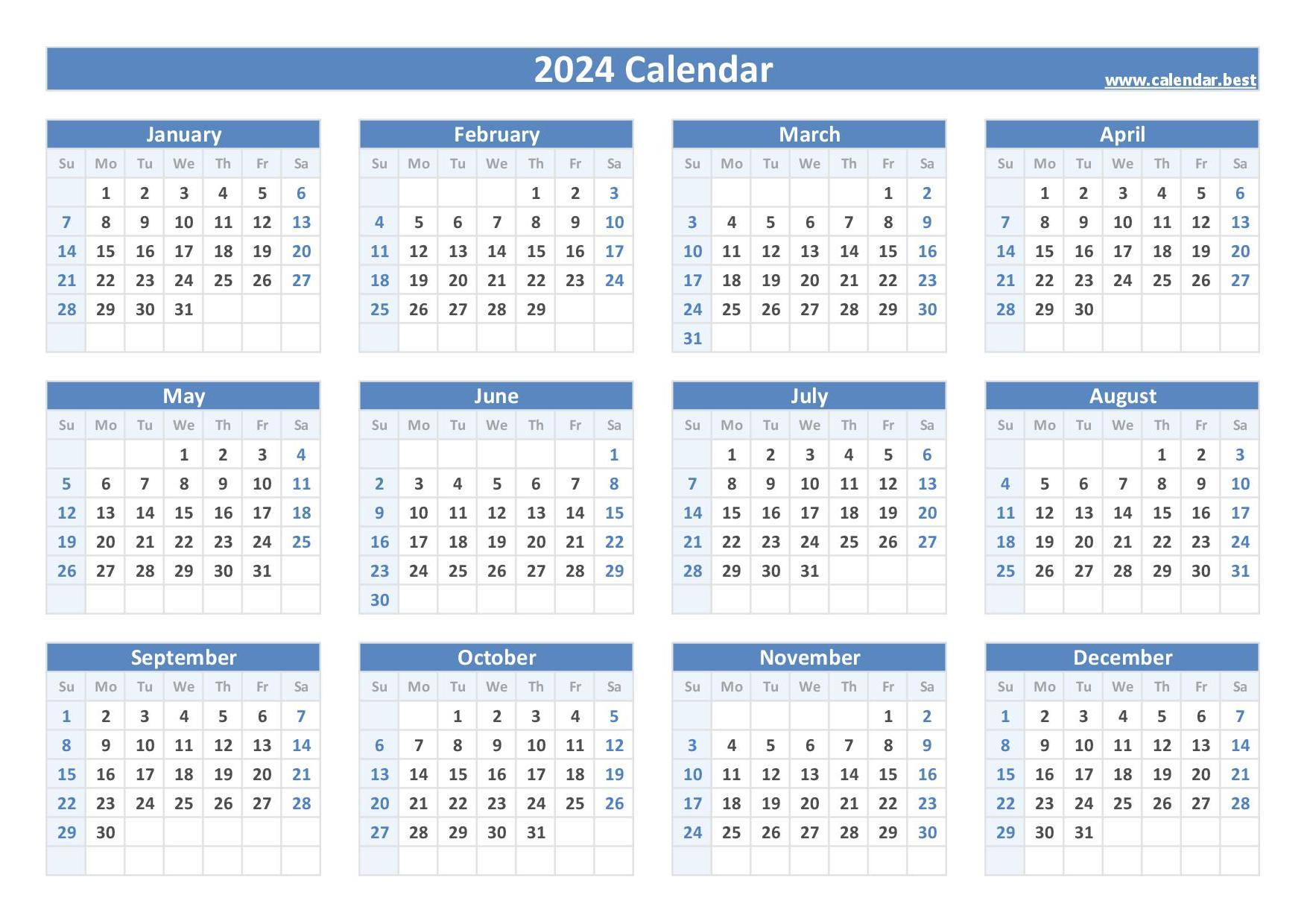 2024 Calendar With Week Numbers for Printable 2024 Calendar With Week Numbers