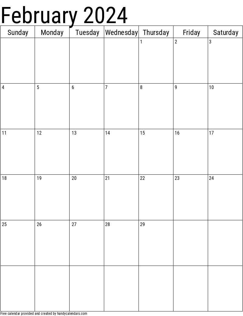 2024 February Calendars - Handy Calendars for February 2024 Calendar Printable Portrait
