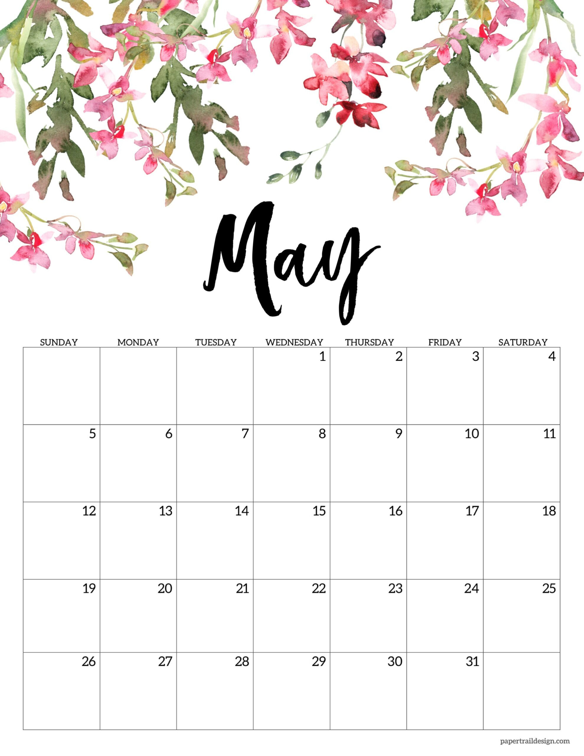 2024 Floral Calendar Printable - Paper Trail Design for 2024 Calendar Printable Floral