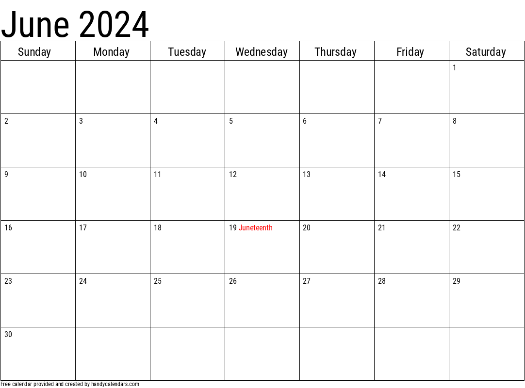 2024 June Calendars - Handy Calendars for Free Printable June 2024 Monthly Calendar With Holidays