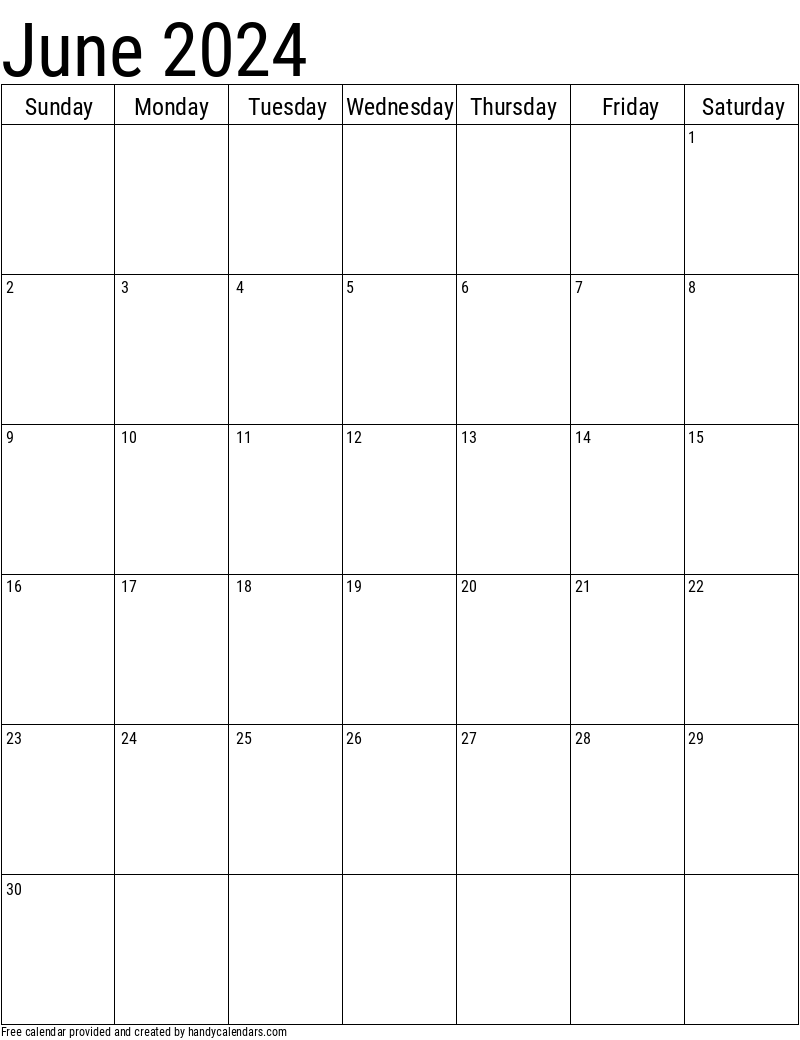 2024 June Calendars - Handy Calendars for June 2024 Calendar Printable Vertical