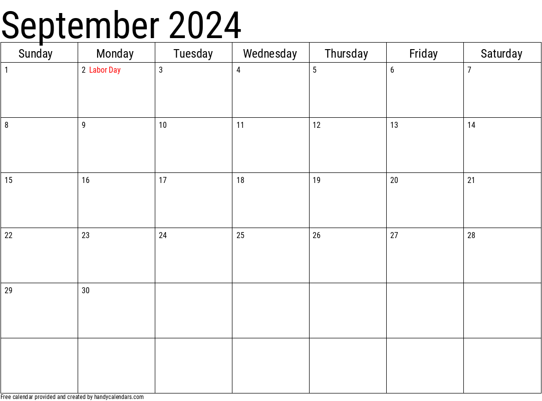 2024 September Calendars - Handy Calendars for September 2024 Calendar With Holidays Printable