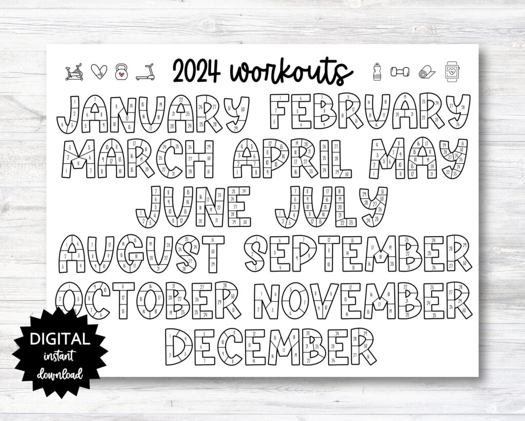 2024 Calendar Art Workout Schedule Fayth Jennica