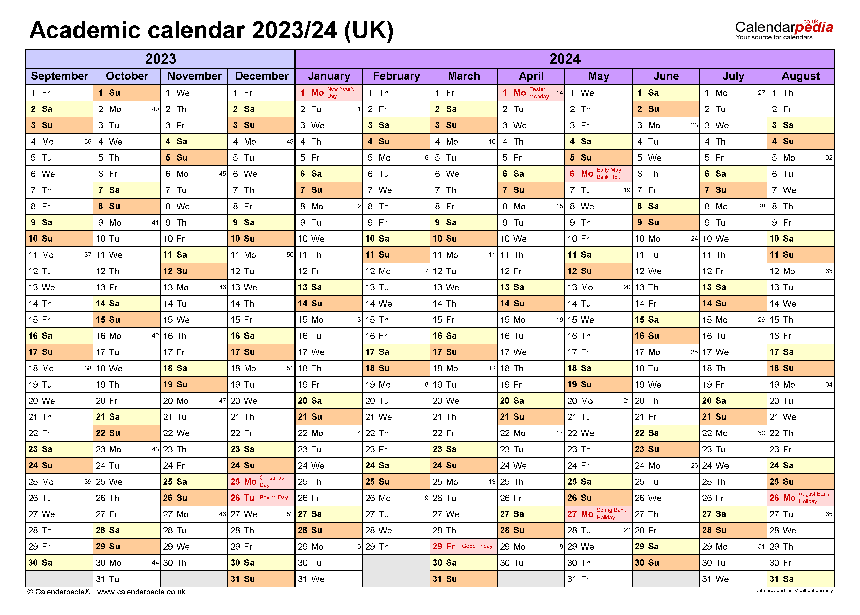 Academic Calendars 2023/24 Uk - Free Printable Word Templates for 2024-24 Academic Calendar Printable