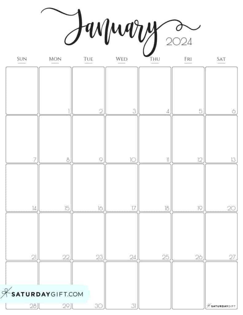 Aesthetic Printable Vertical Calendar 2024Saturday Gift for 2024 Calendar Printable Vertical