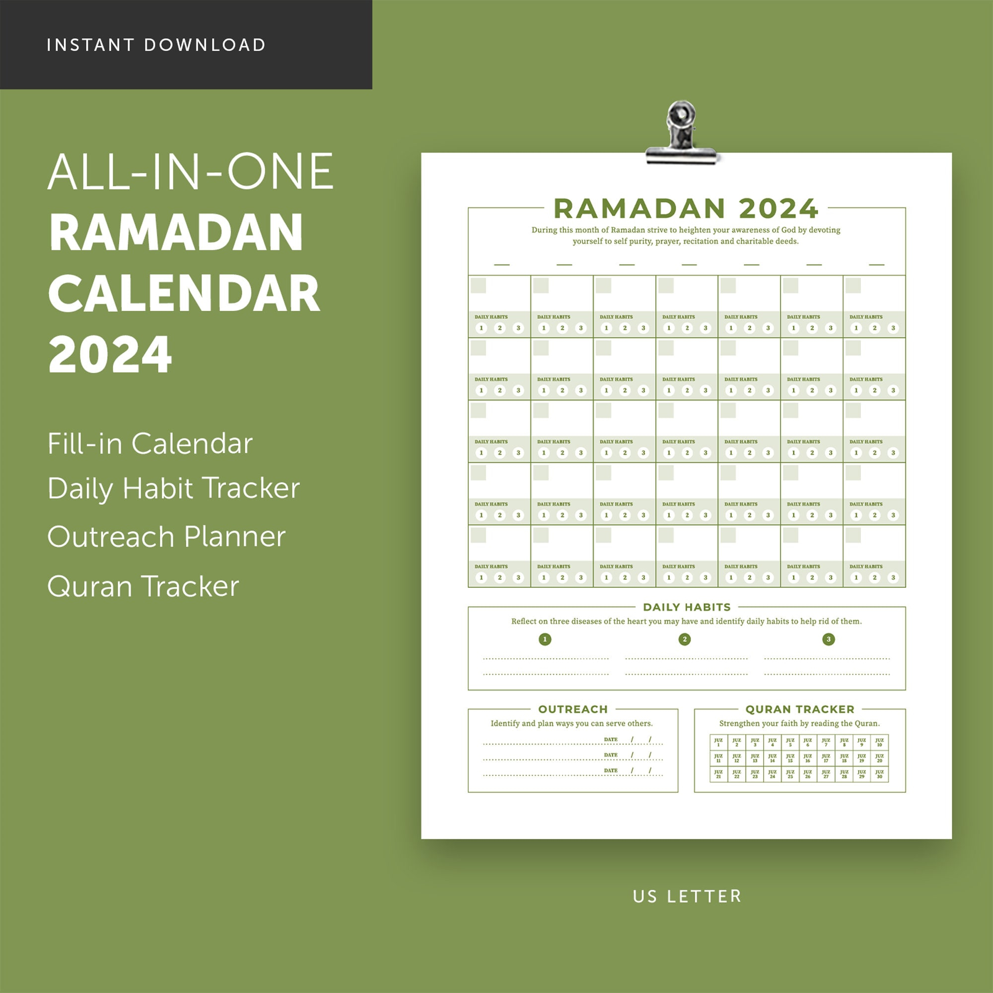 All-In-One Ramadan 2024 Calendar/Planner - Etsy for Ramadan 2024 Calendar Printable