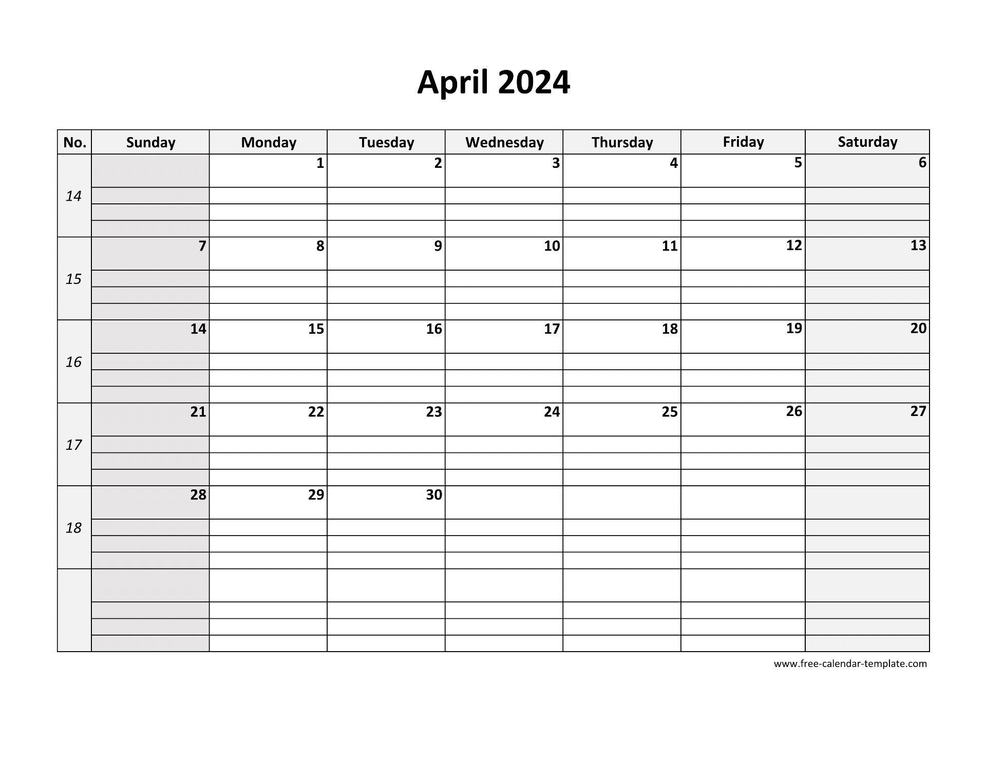April 2024 Calendar Free Printable With Grid Lines Designed for April 2024 Calendar With Lines Printable