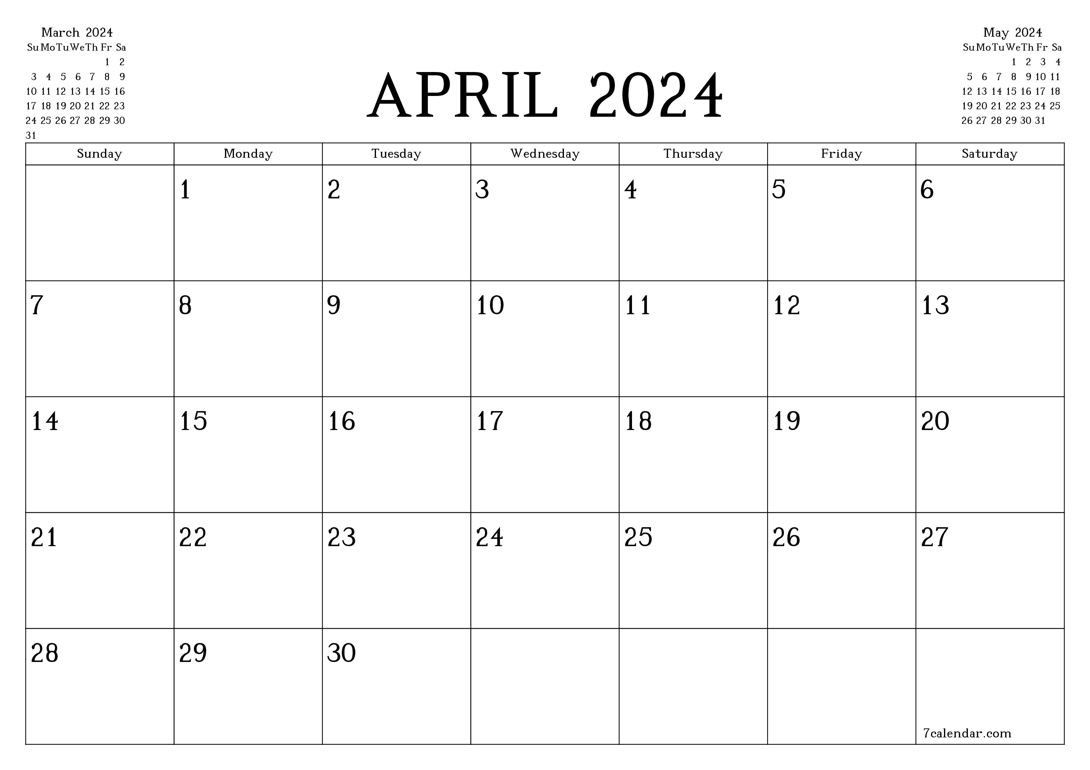 April 2024 Free Printable Calendars And Planners, Pdf Templates for April Printable Calendar 2024 Free