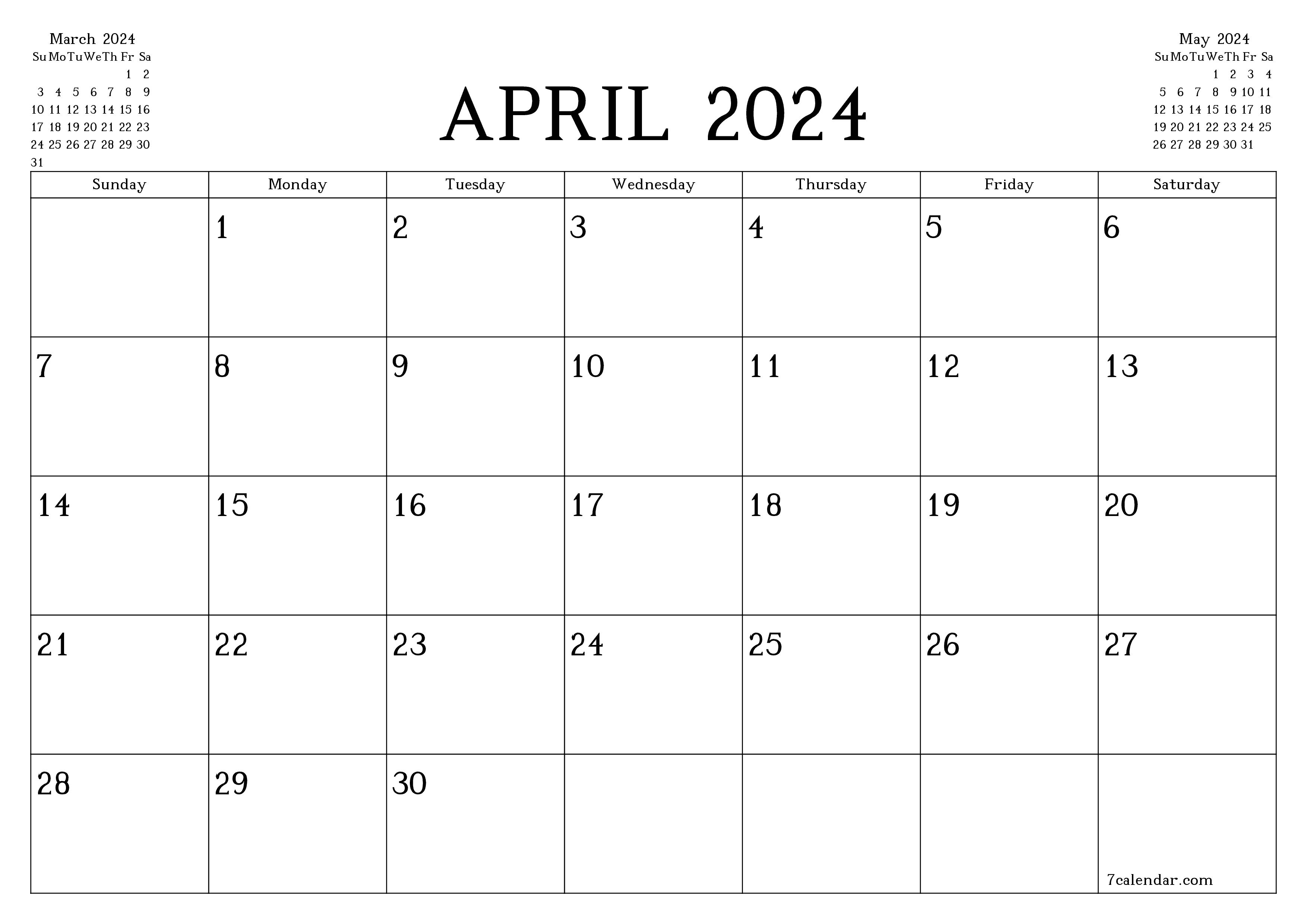 April 2024 Free Printable Calendars And Planners, Pdf Templates for Printable Monthly Calendar 2024 April