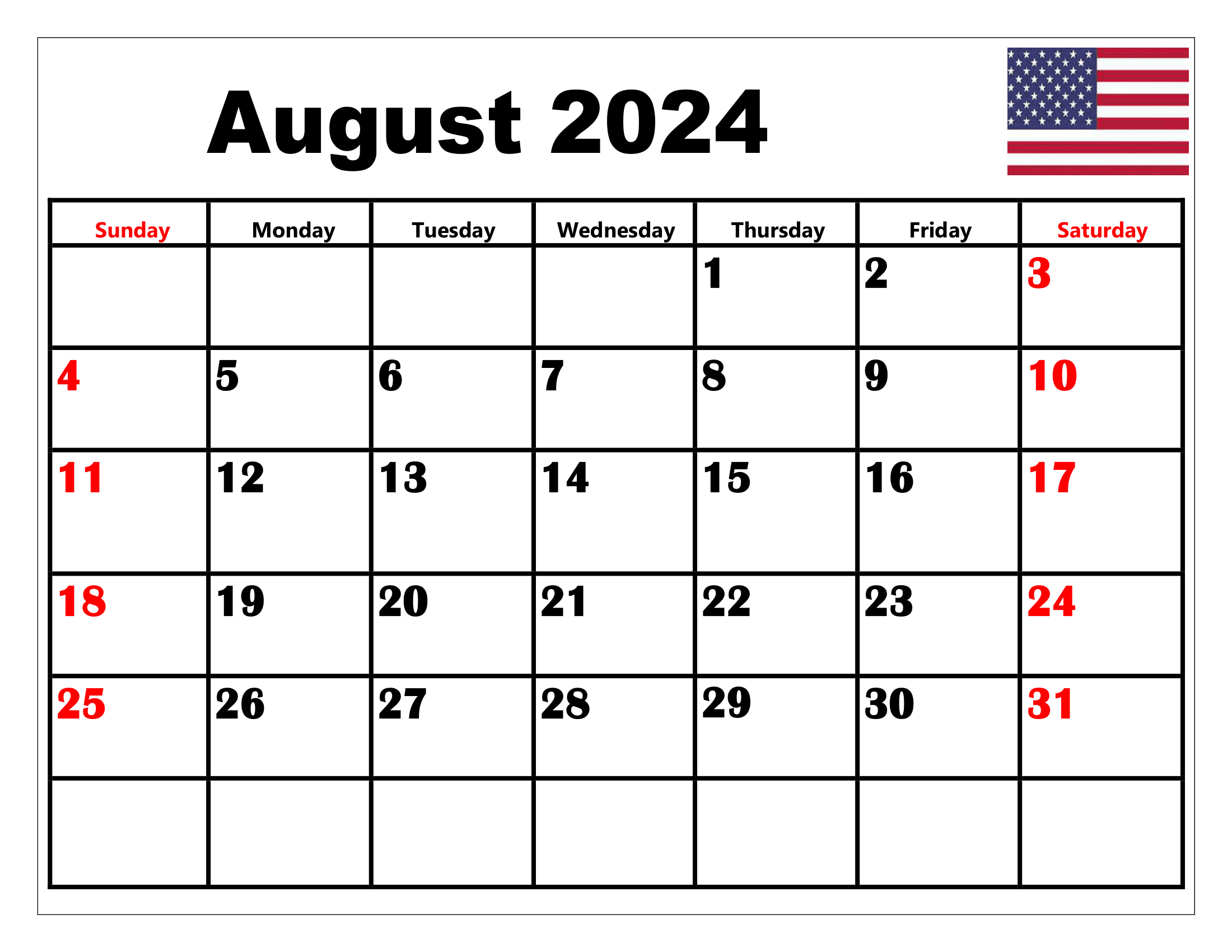 August 2024 Calendar Printable Pdf Templates Free Download for August 2024 Calendar Printable