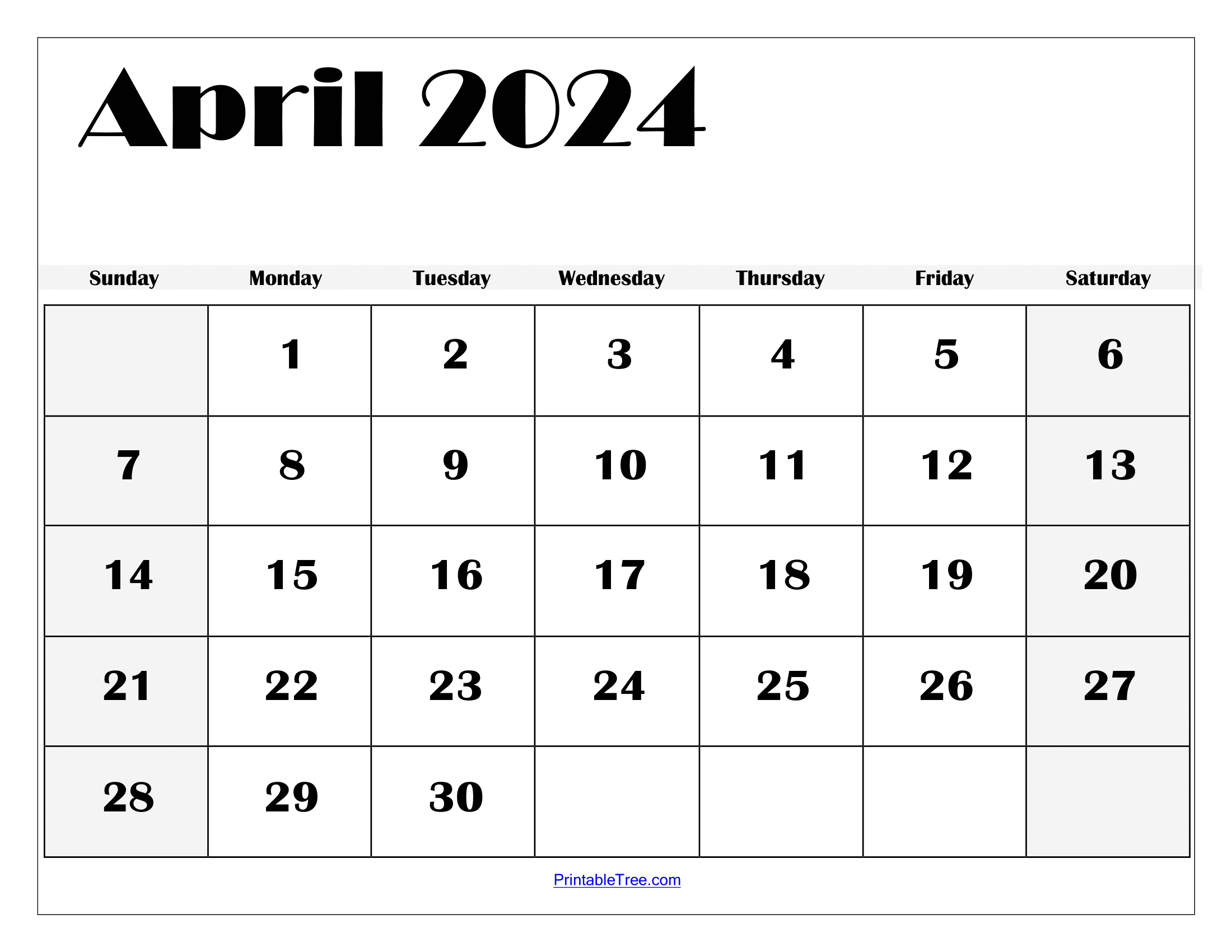 Blank April 2024 Calendar Printable Pdf Template With Holidays for April Calendar Free Printable 2024