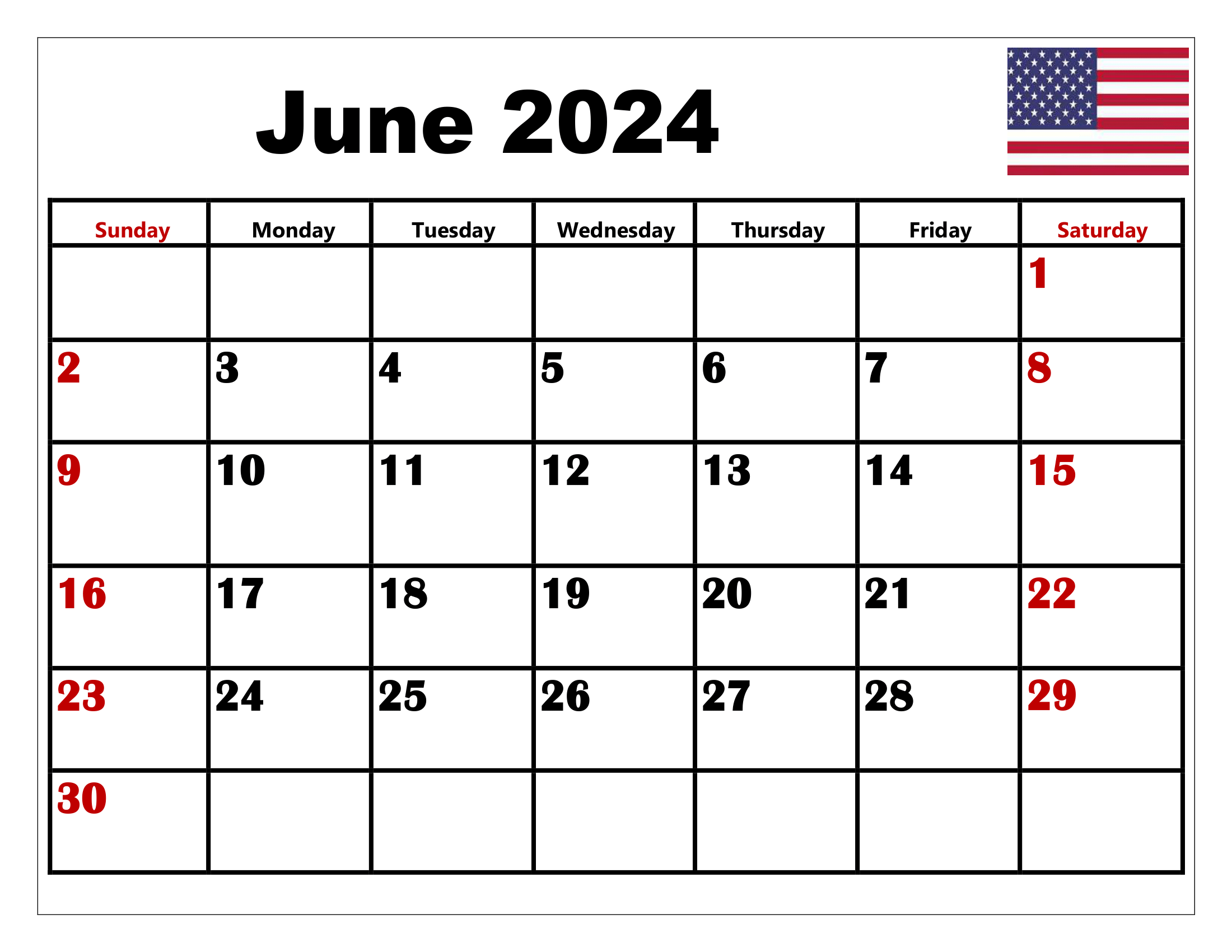 Blank June 2024 Calendar Printable Pdf Templates Free Download for 2024 Calendar Printable June