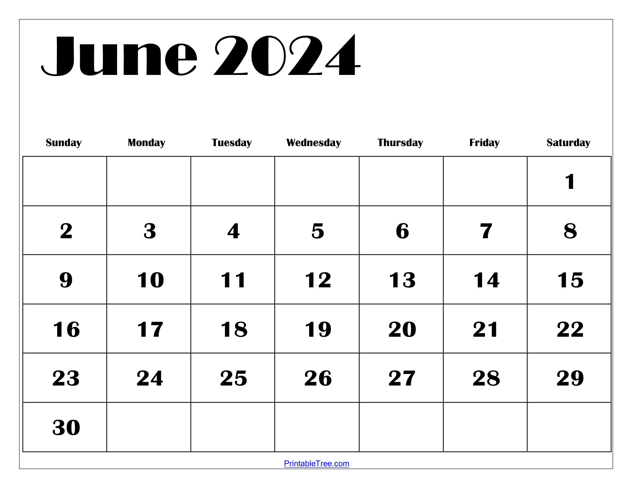 Blank June 2024 Calendar Printable Pdf Templates Free Download for 2024 Printable Calendar June