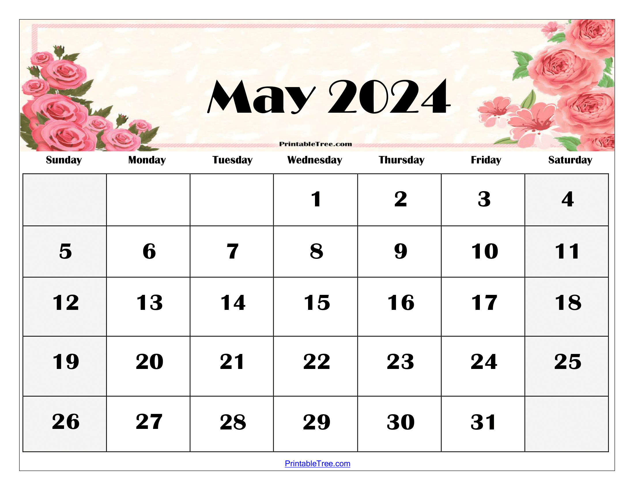 Blank May 2024 Calendar Printable Pdf Templates With Holidays for Cute May Printable Calendar 2024