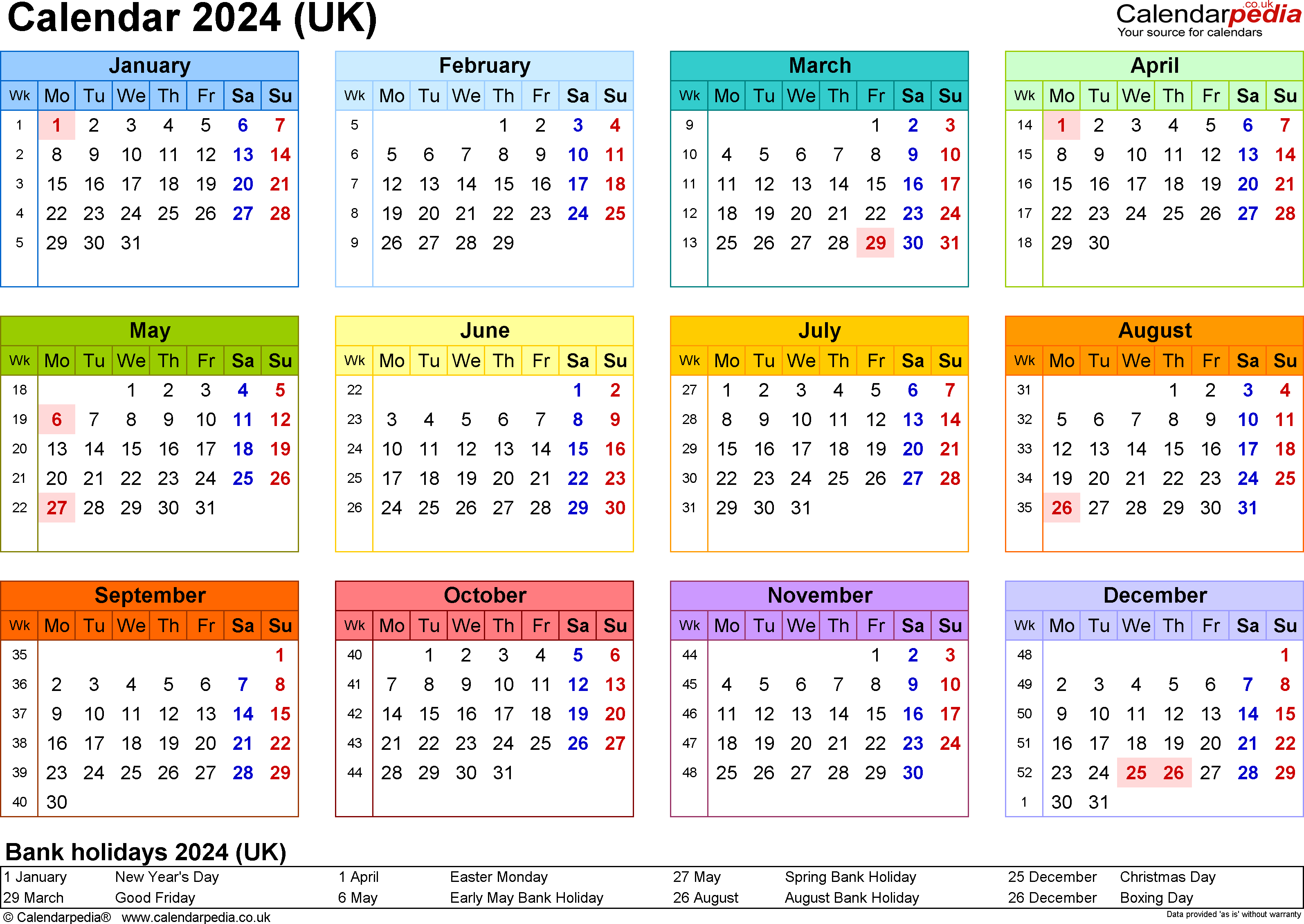 Calendar 2024 (Uk) - Free Printable Pdf Templates for A5 Printable Calendar 2024