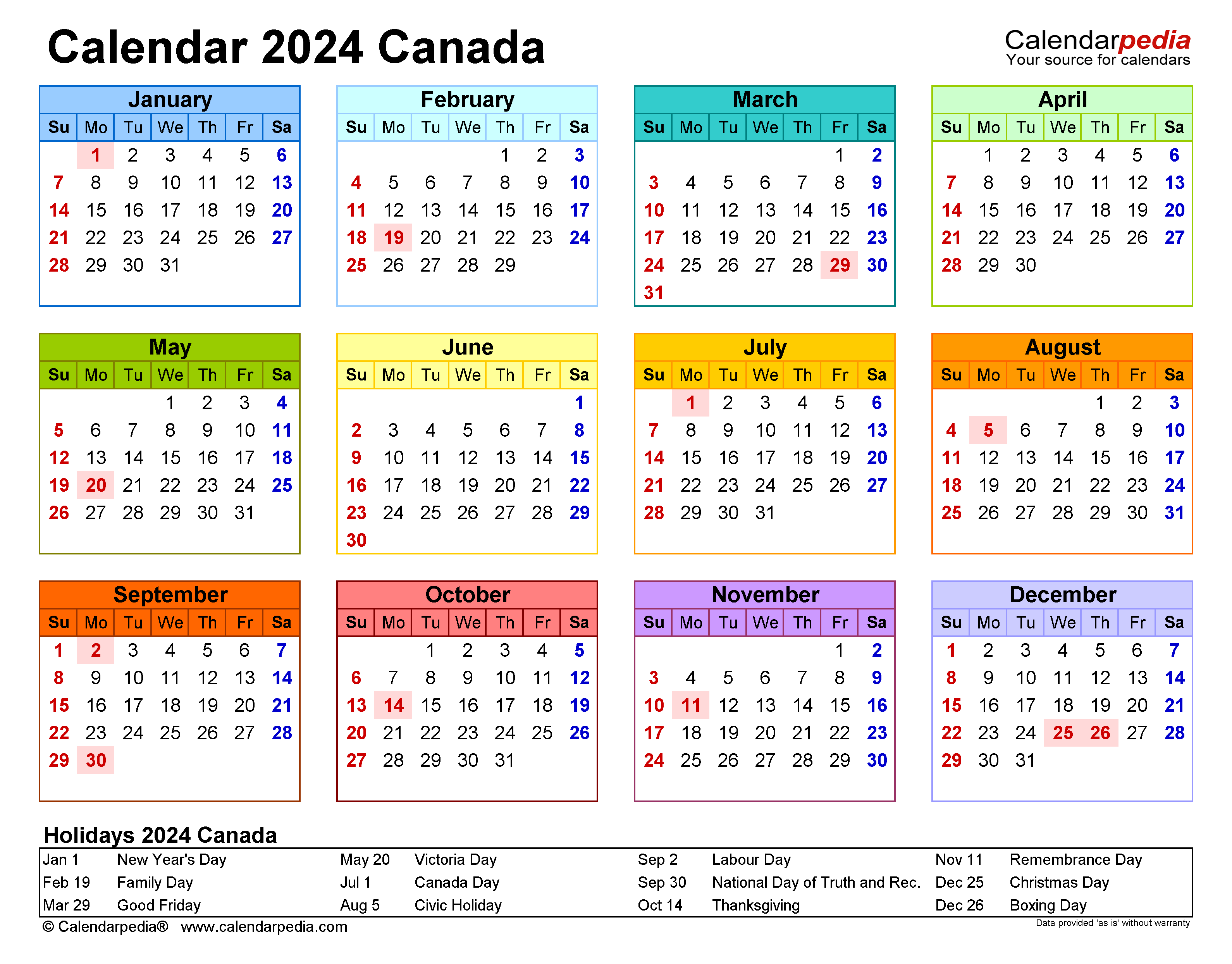 Canada Calendar 2024 - Free Printable Excel Templates for Free Printable Calendar 2024 Canada