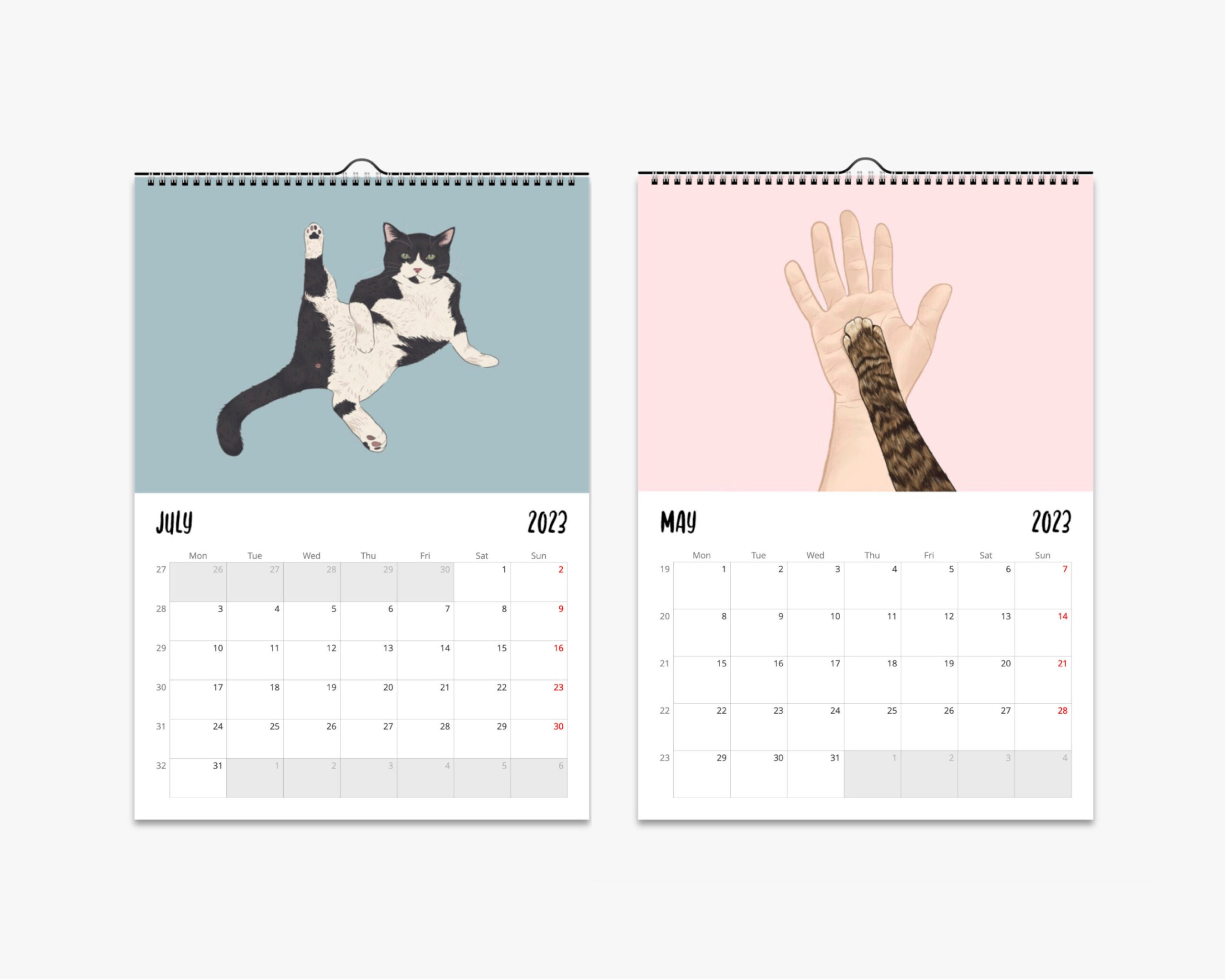 Cat Wall Calendar 2024 Cat Calendar Cat Print Cat Art Cat - Etsy for Printable Cat Calendar 2024