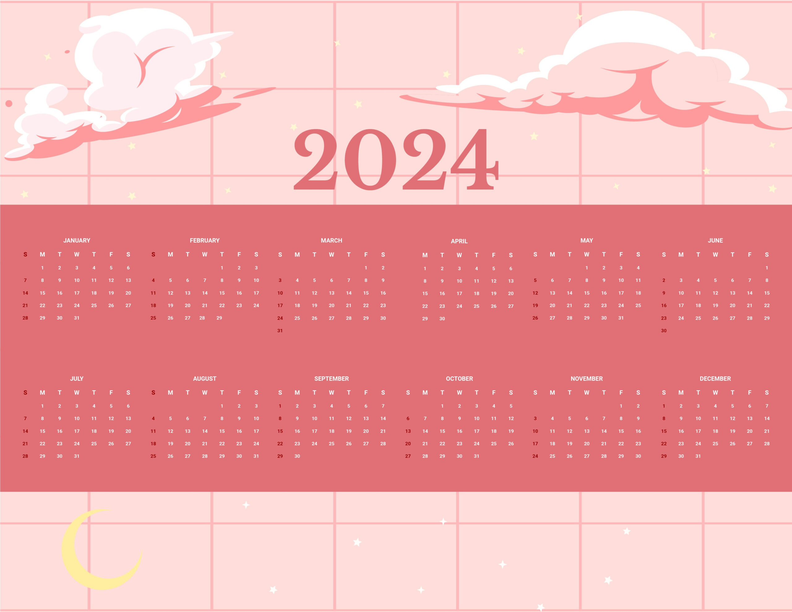 Kawaii Calendar 2024 Printable FREE Printable Kawaii Calendar 2024 Printable FREE Printable